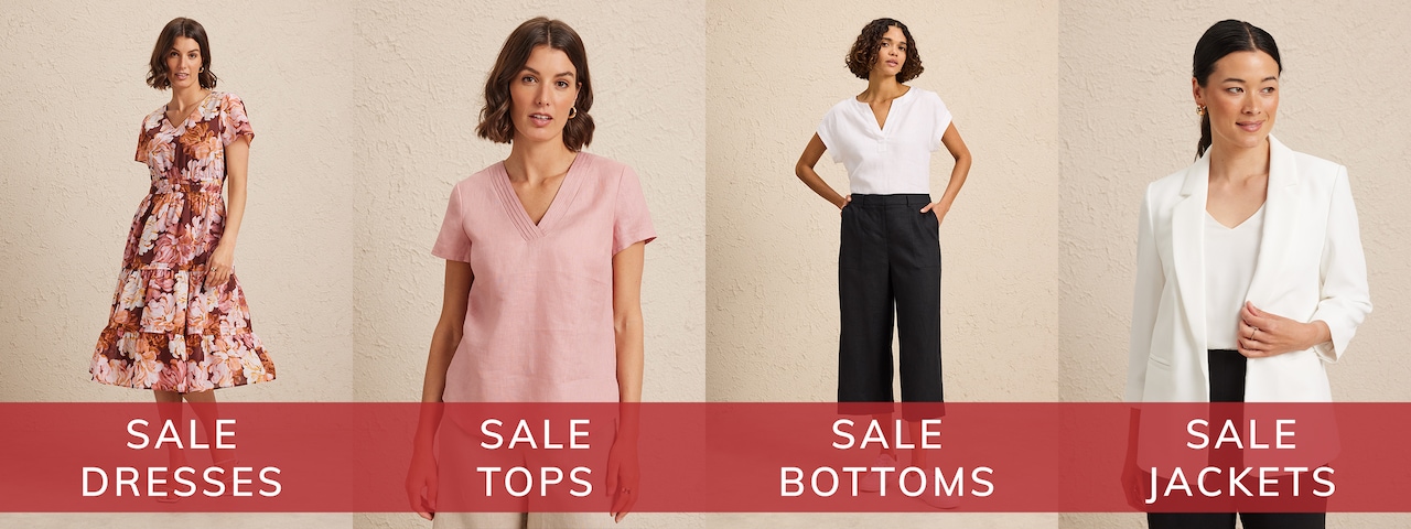 Sale Dresses. Sale Tops. Sale Bottoms. Sale Jackets.