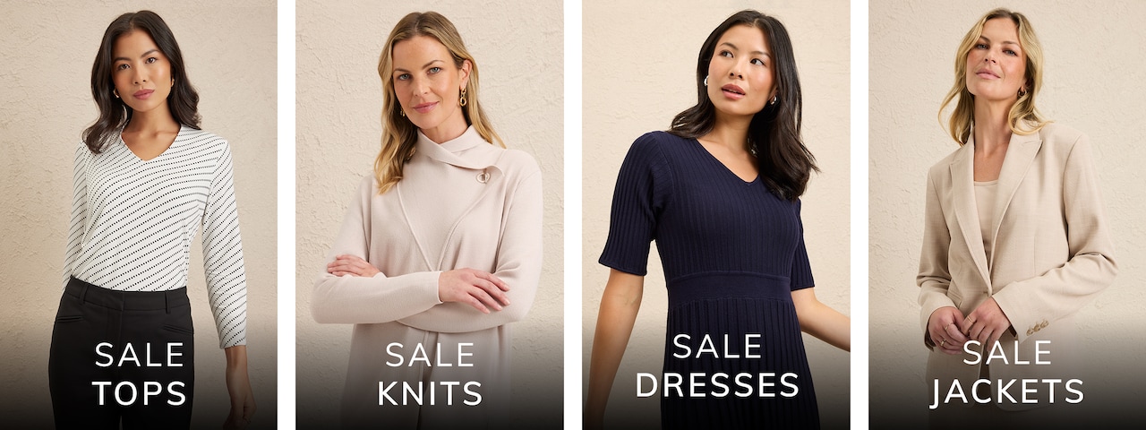 Sale Tops. Sale Knits. Sale Dresses. Sale Jackets.
