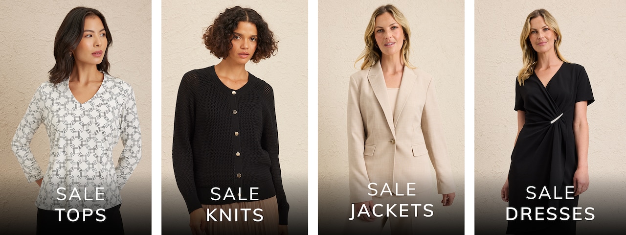 Sale Tops. Sale Knits. Sale Jackets. Sale Dresses.