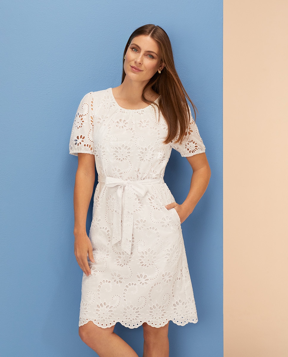 White Broderie Dress