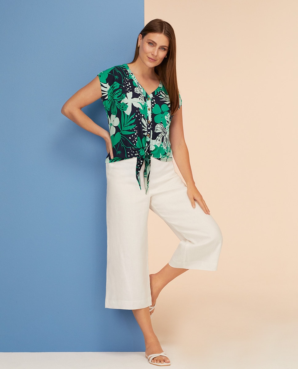 Tie Front Linen Top