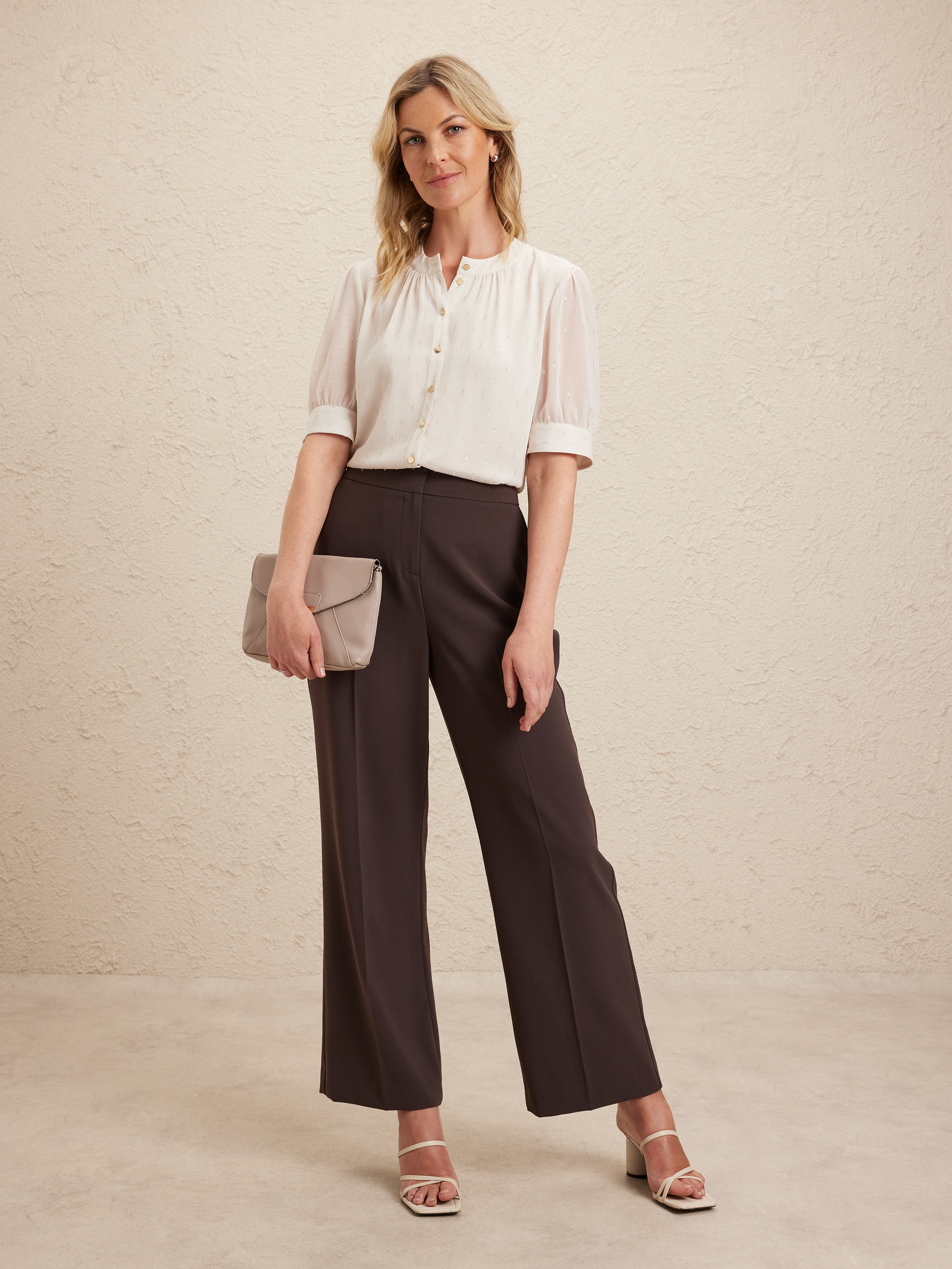 Elegant Crepe Wide Leg Pant