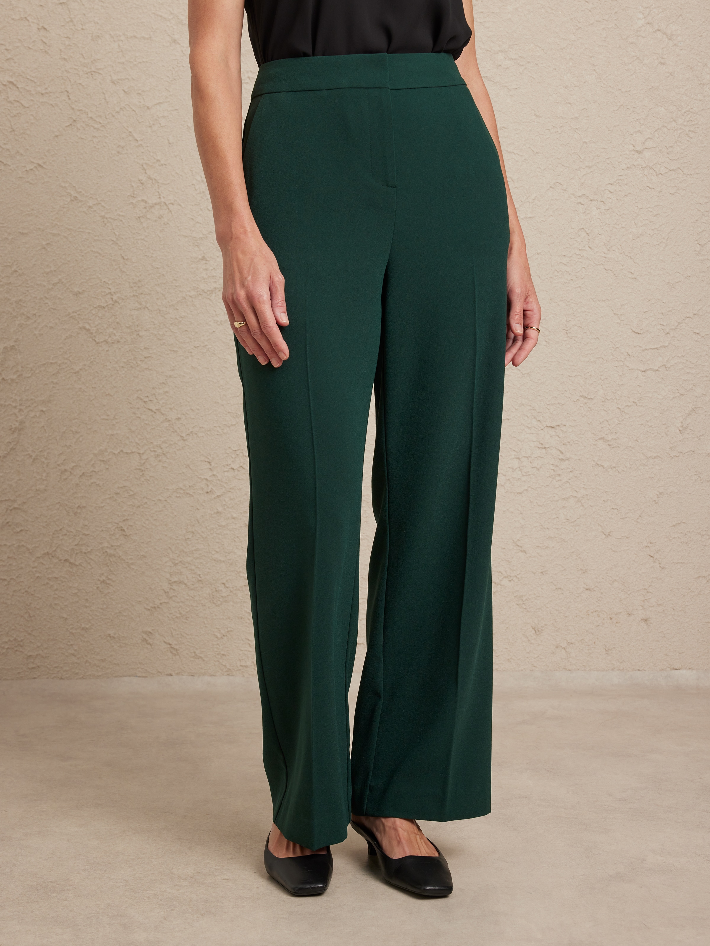 Elegant Crepe Wide Leg Pant