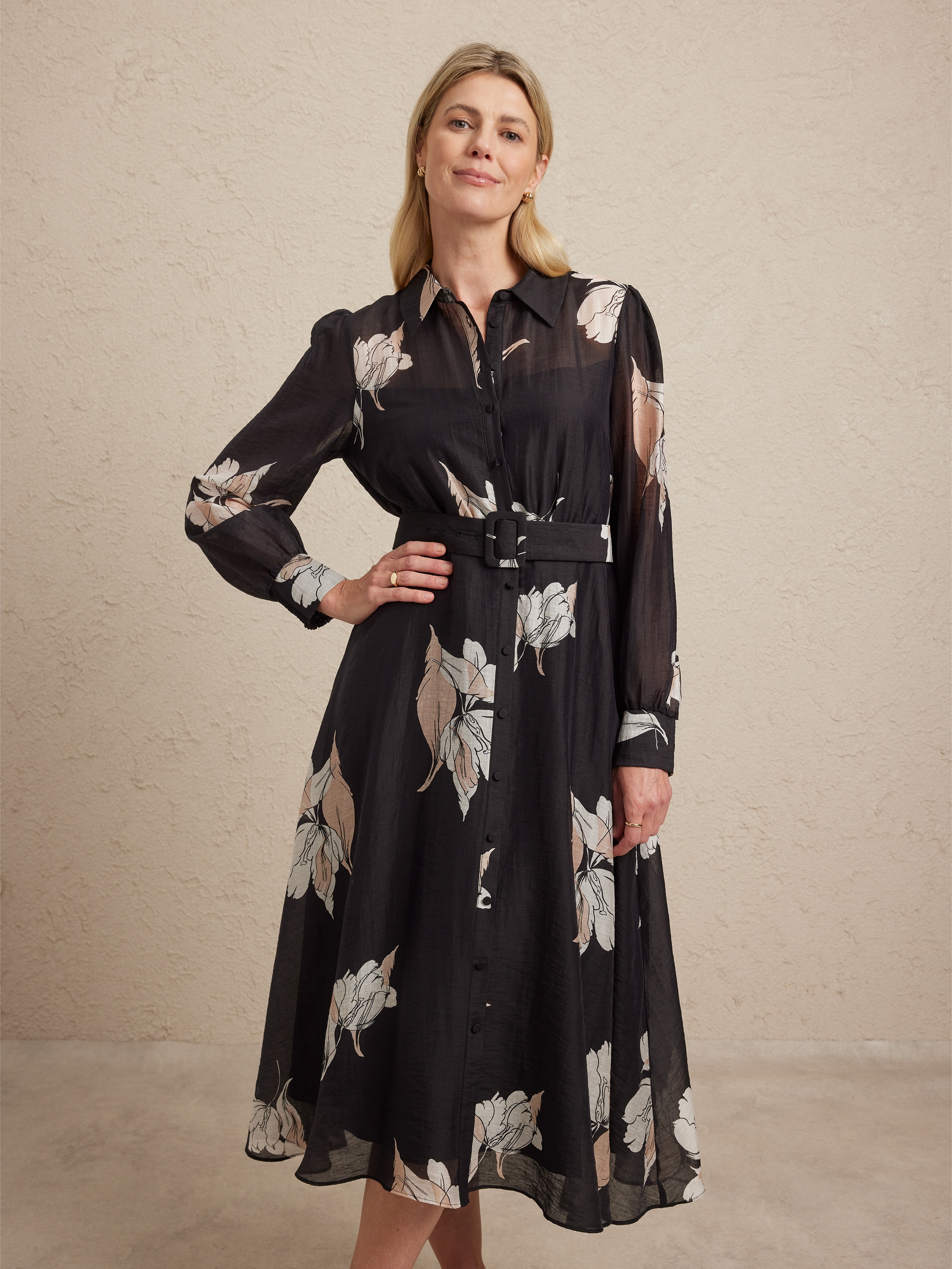 Long Sleeve Calista Collared Dress