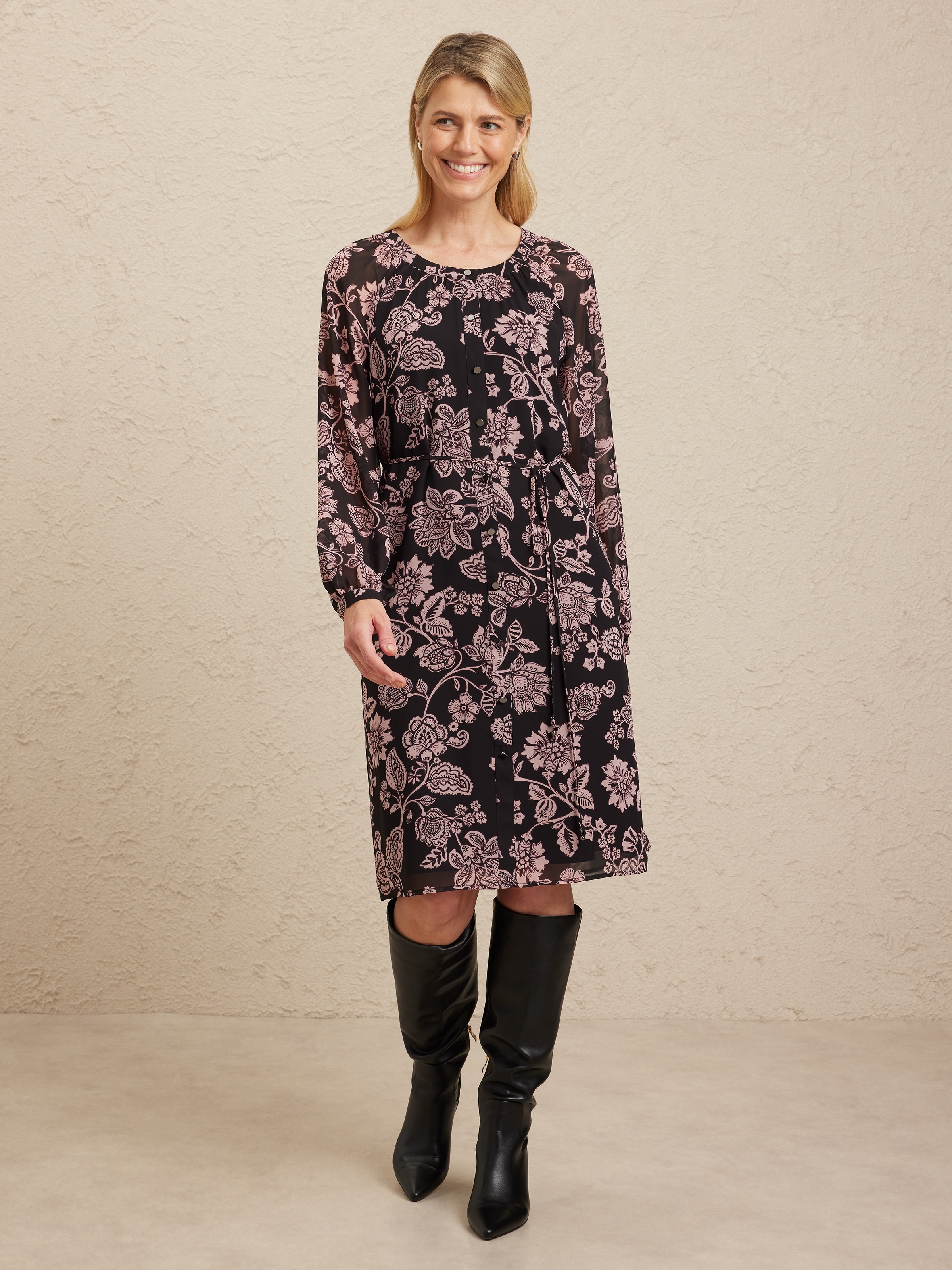 Long Sleeve Brinley Button Thru Tunic