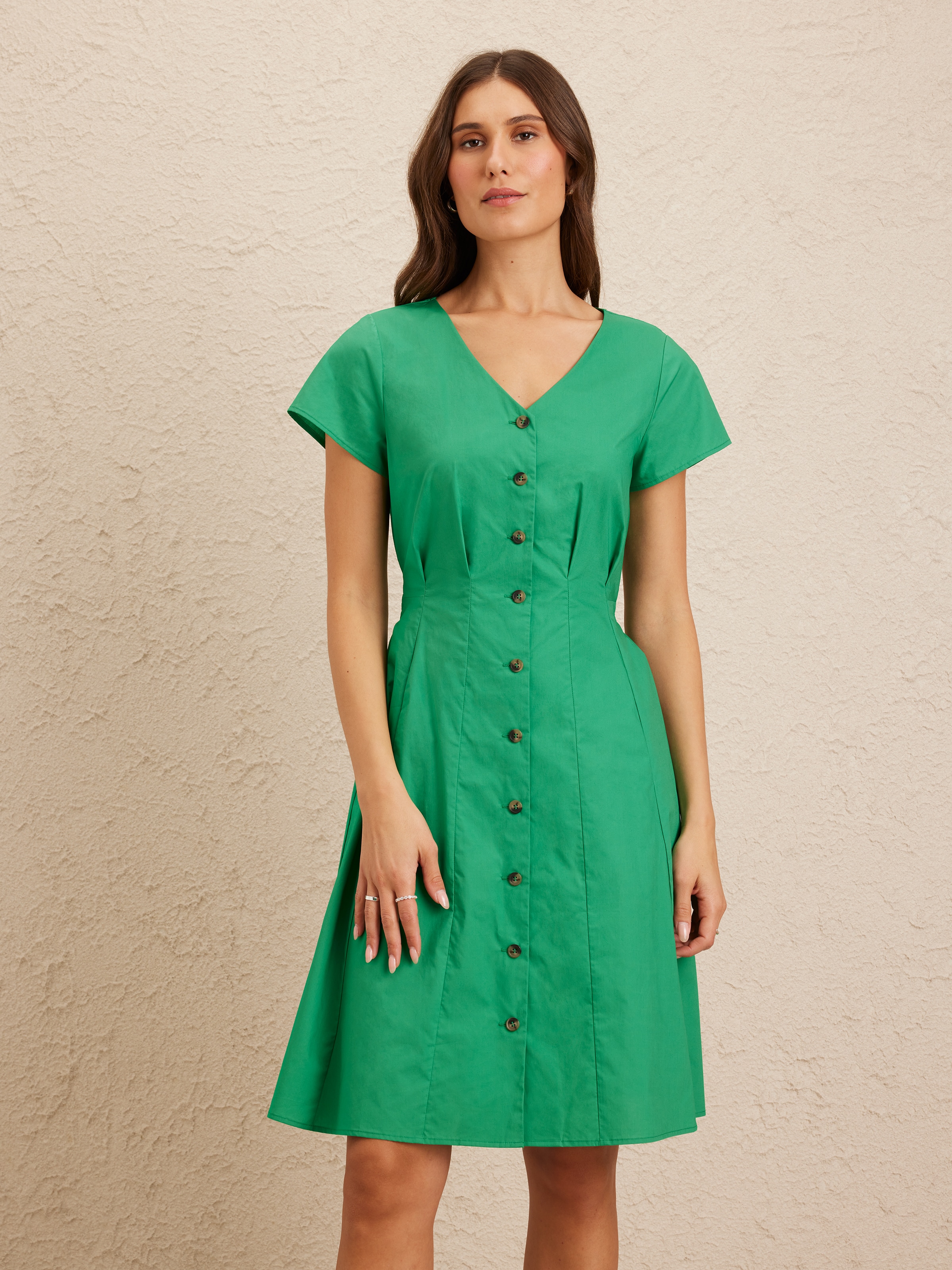 Cap Sleeve Alley Poplin Dress