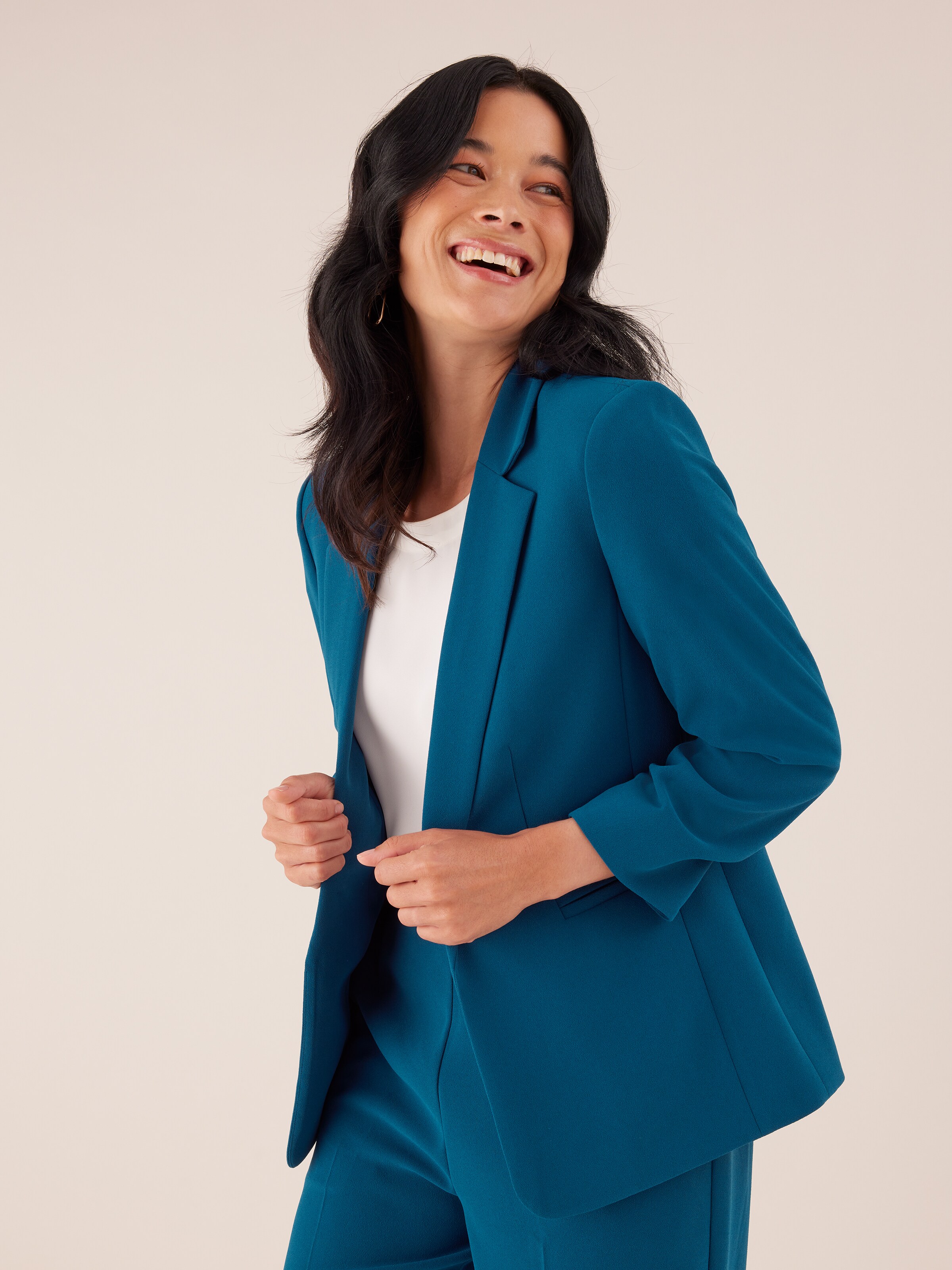 Oversized Single-Button Crepe Blazer