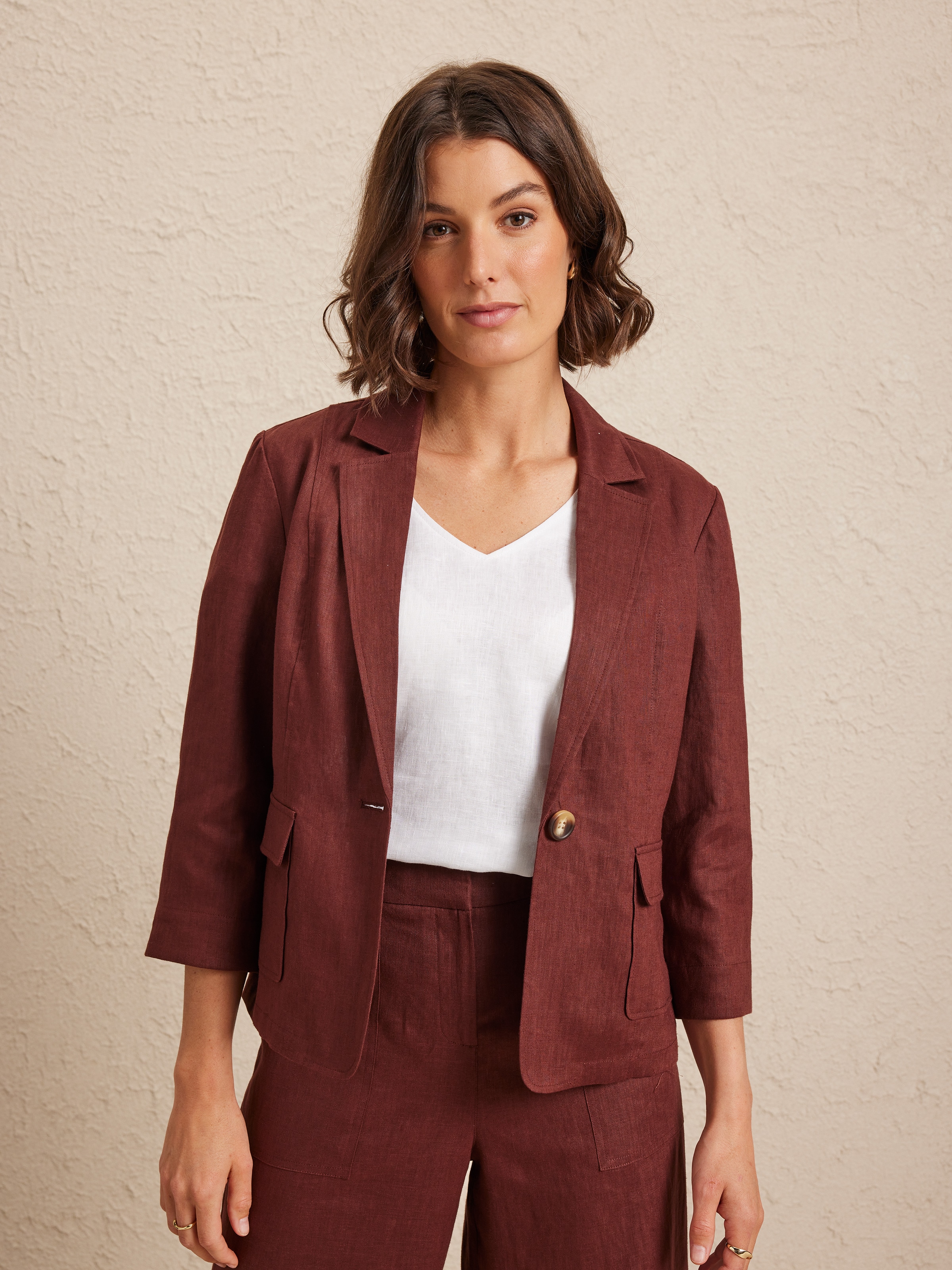 Unlined Linen Patch Pocket Jacket