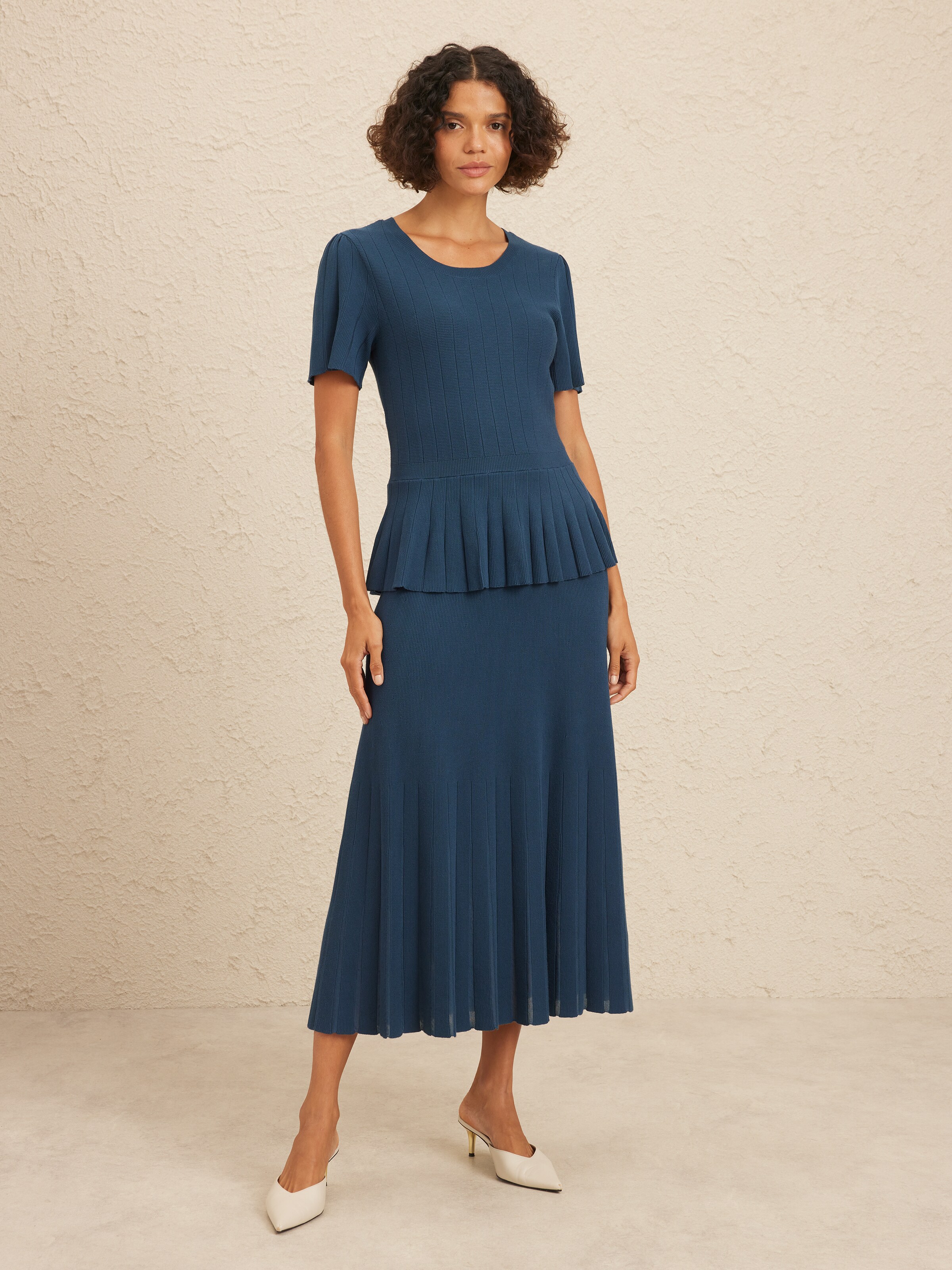 Pointelle Knitted Midi Skirt