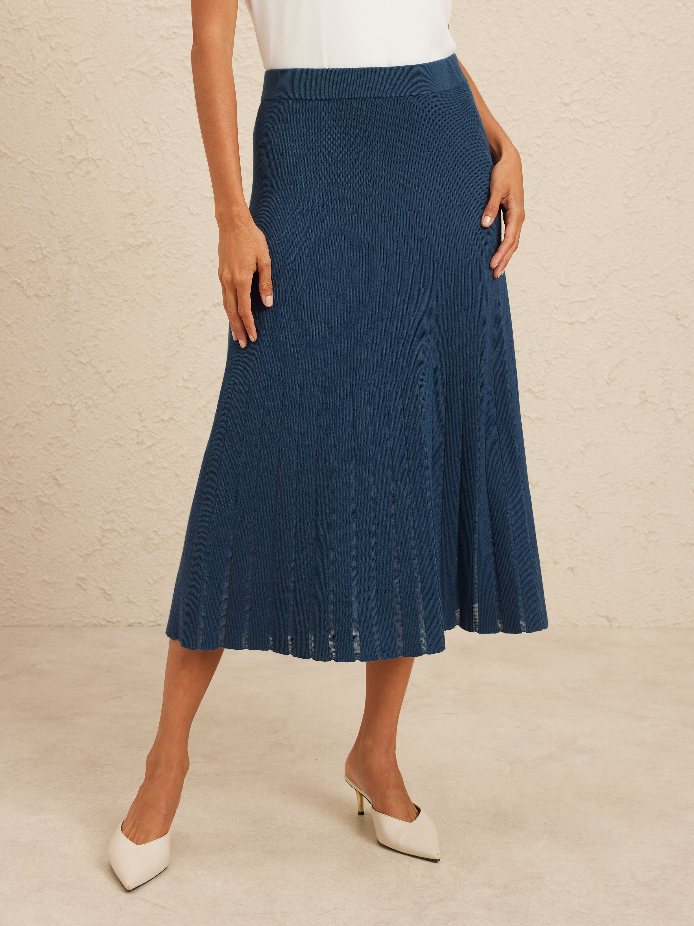 Pointelle Knitted Midi Skirt