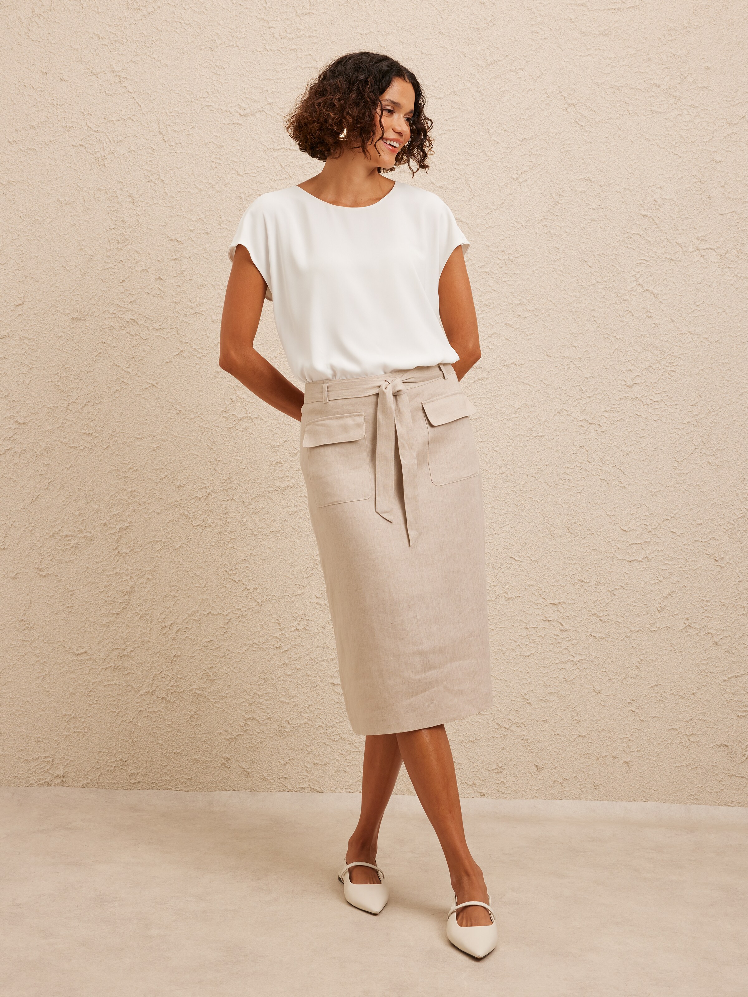 Linen Tie Waist Skirt