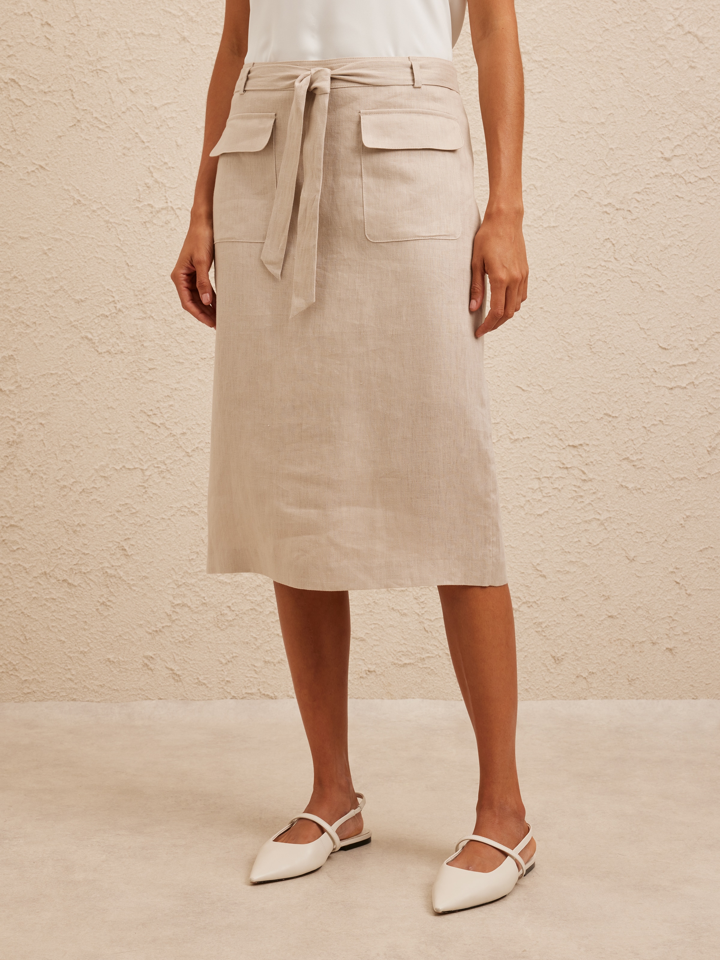 Linen Tie Waist Skirt
