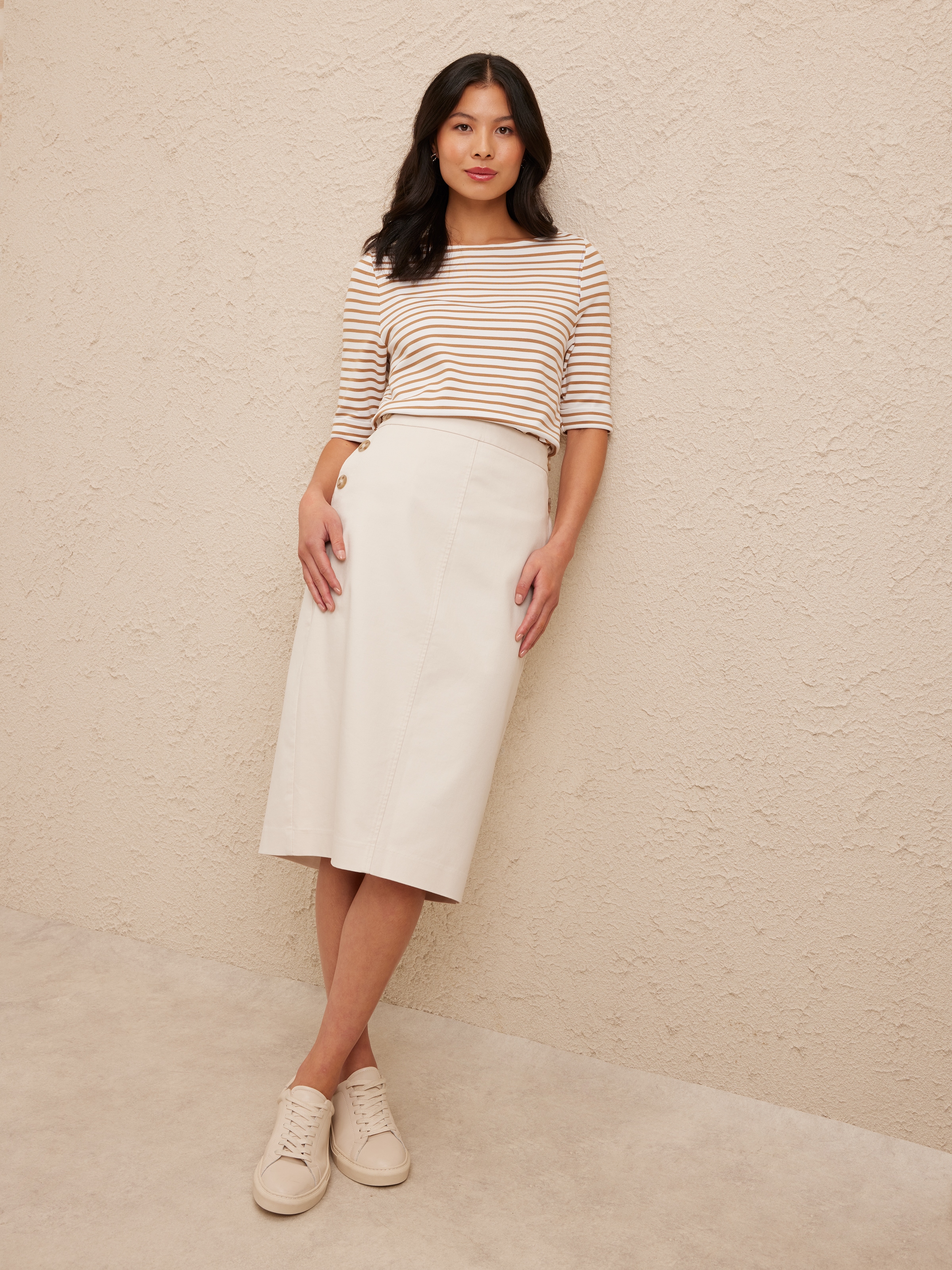 Cotton Nautical Button Detail Skirt