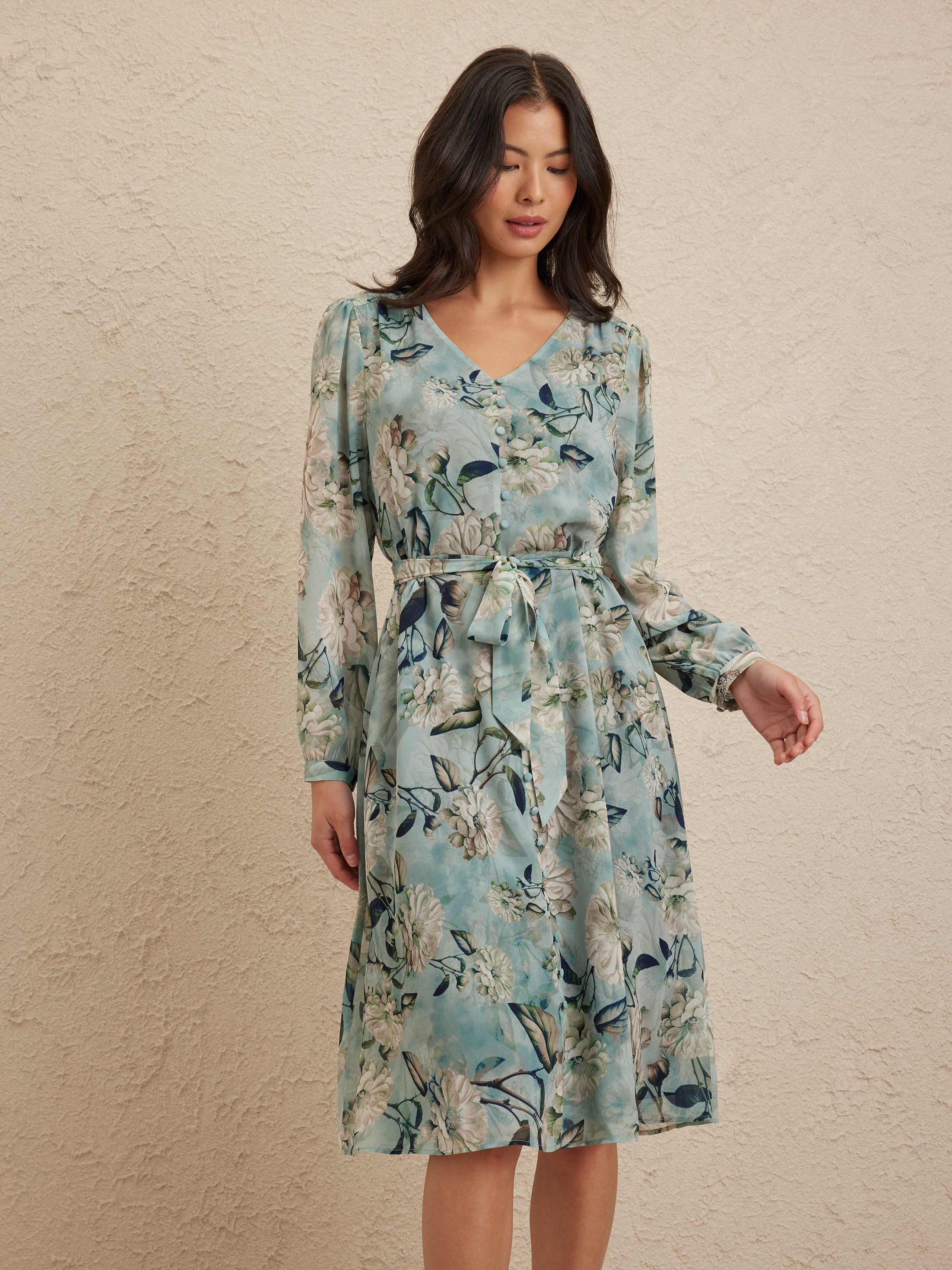 Jemma Button Front Midi Dress