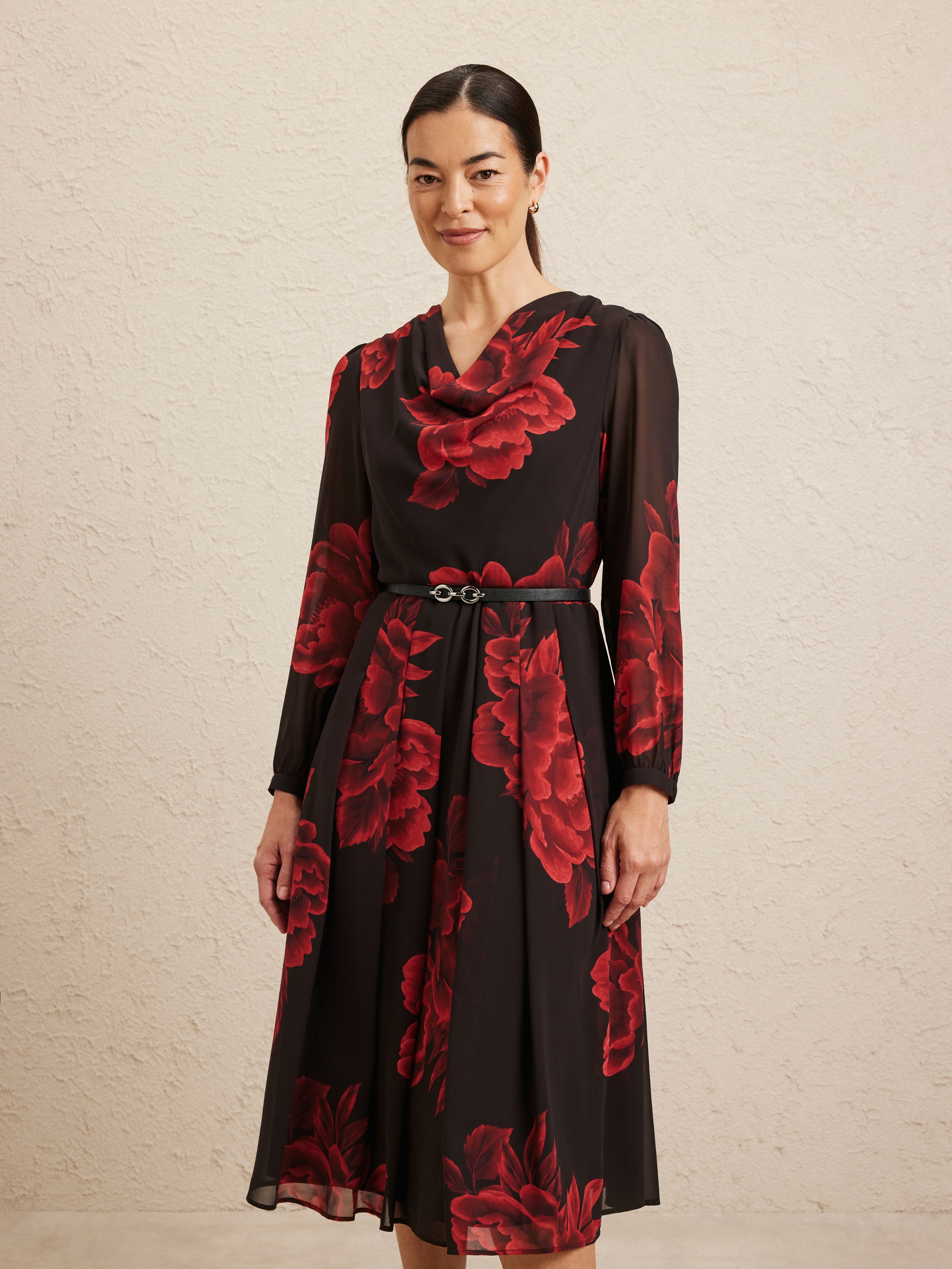 Liberty Cowl Neck Midi Dress