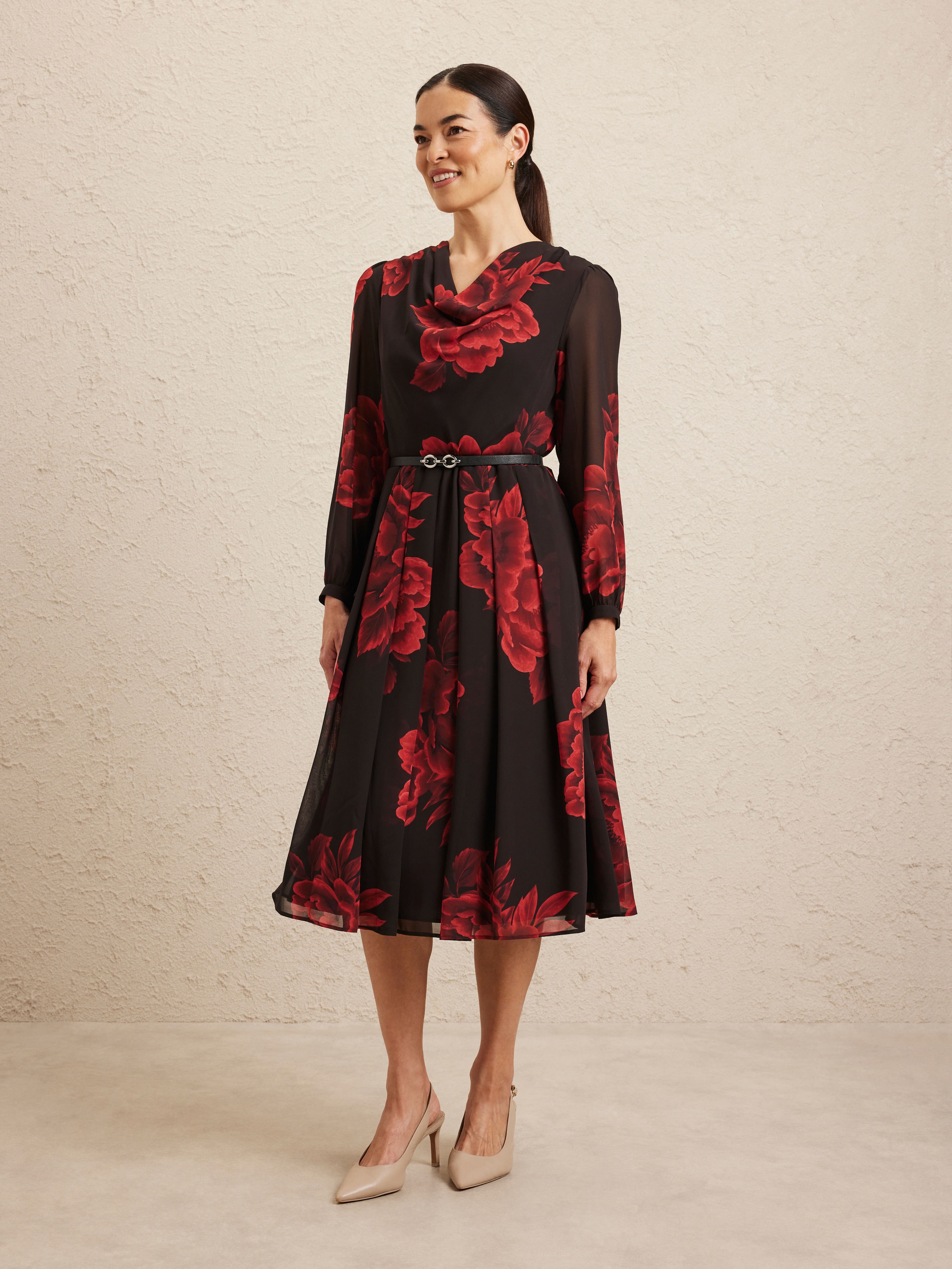 Liberty Cowl Neck Midi Dress