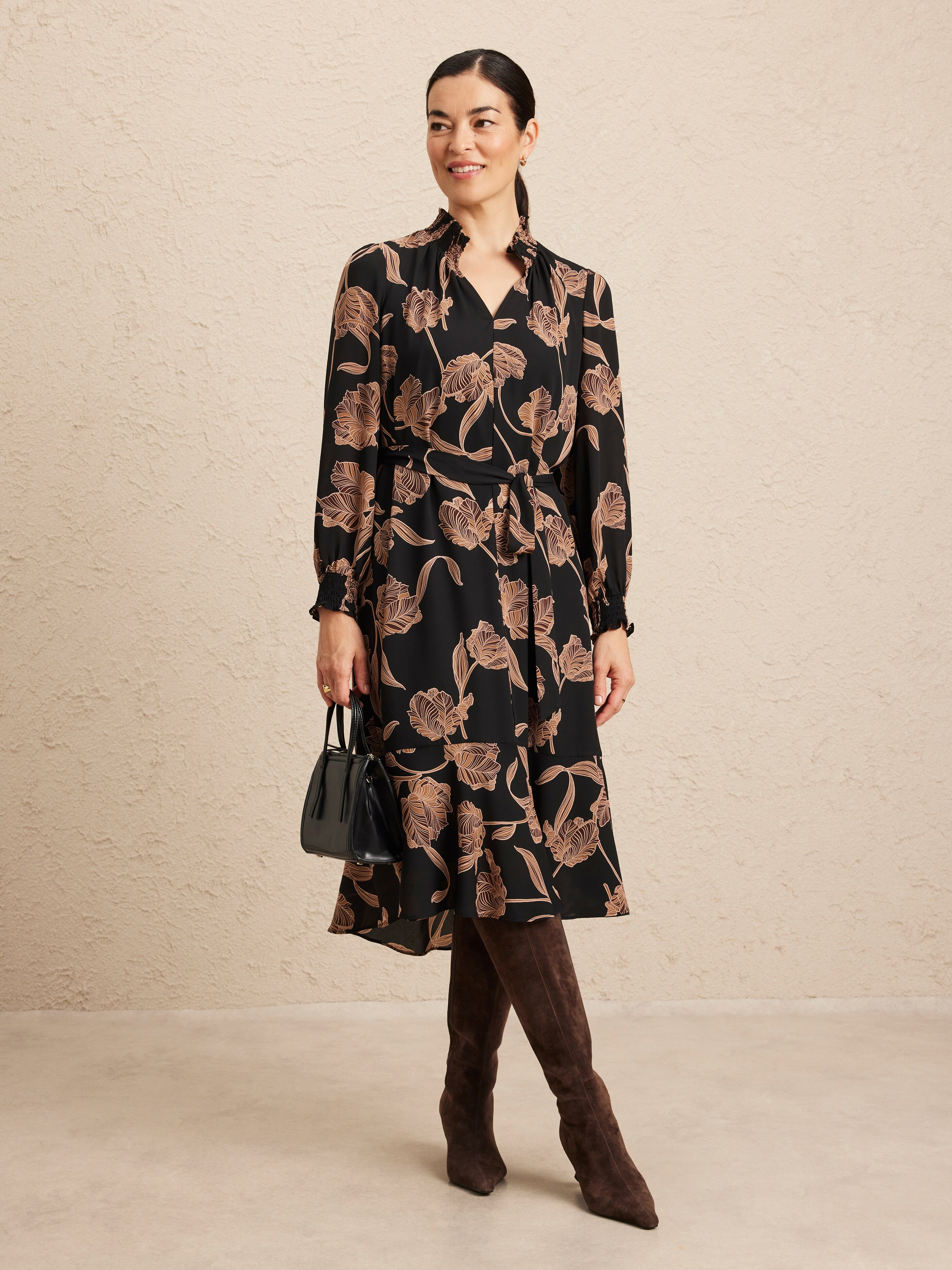 Shirred Stacey Tunic Midi Dress