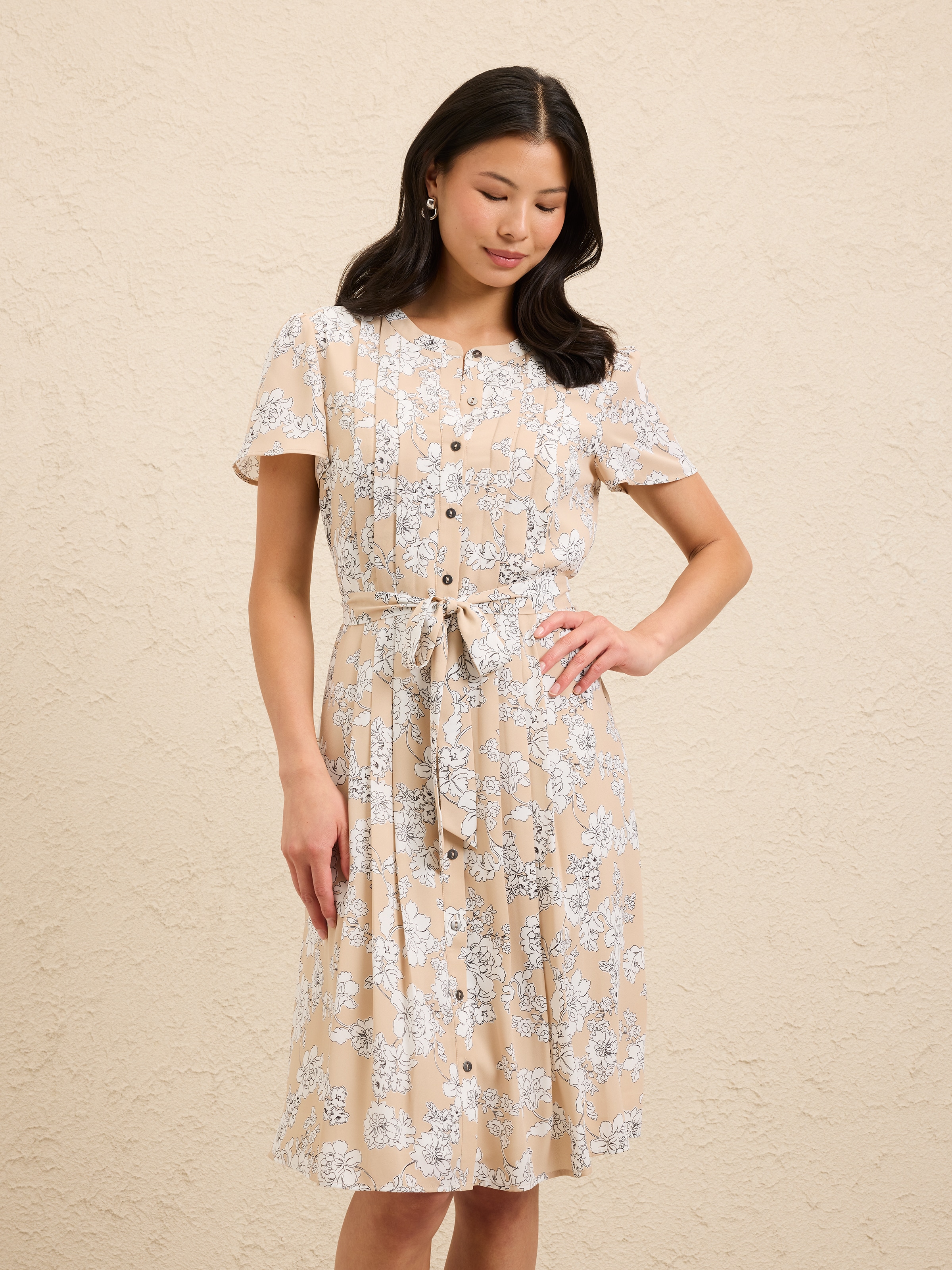 Penny Pleat Front Tunic Dress