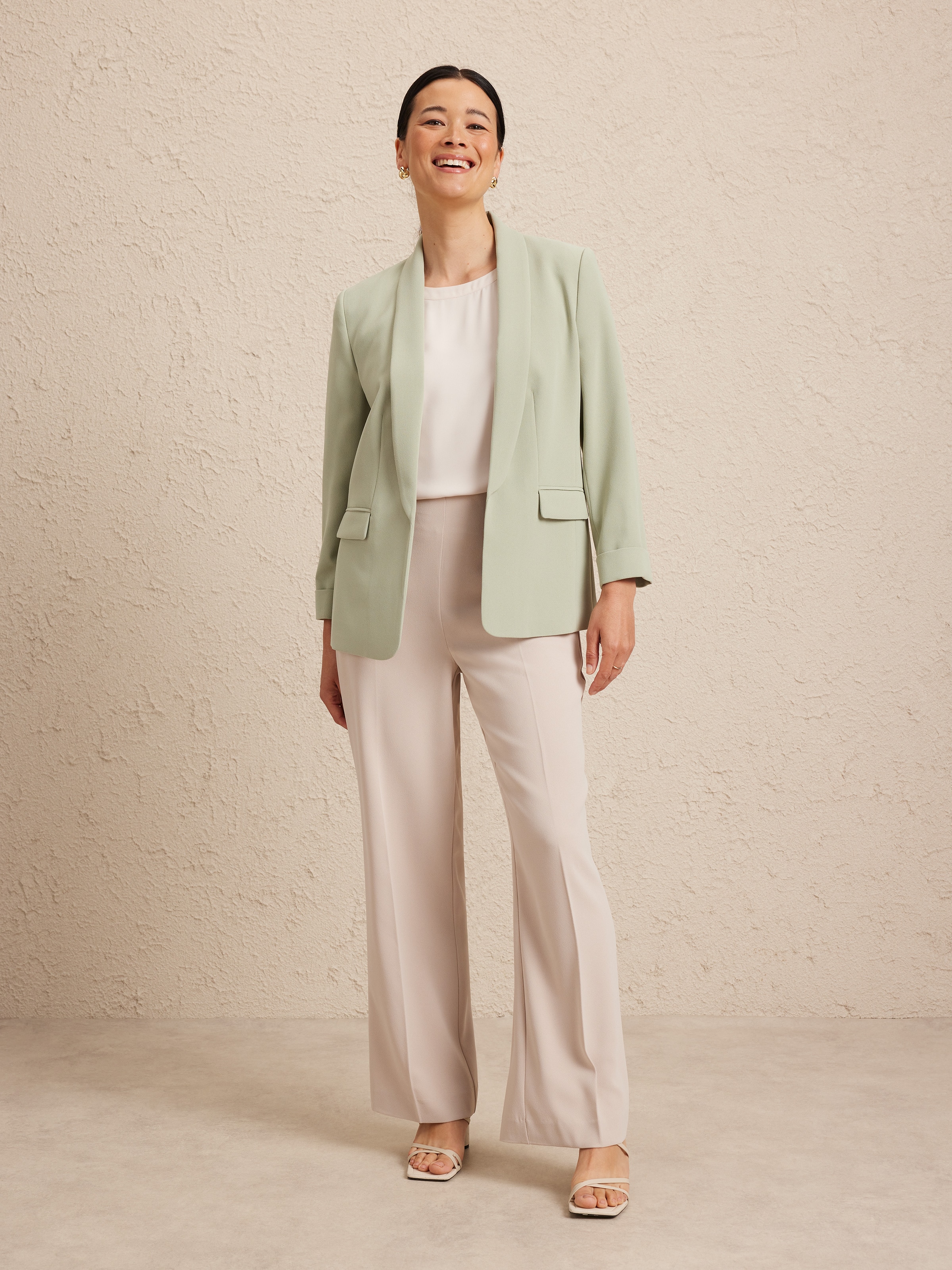 Crepe Tuxedo 3/4 Sleeve Blazer