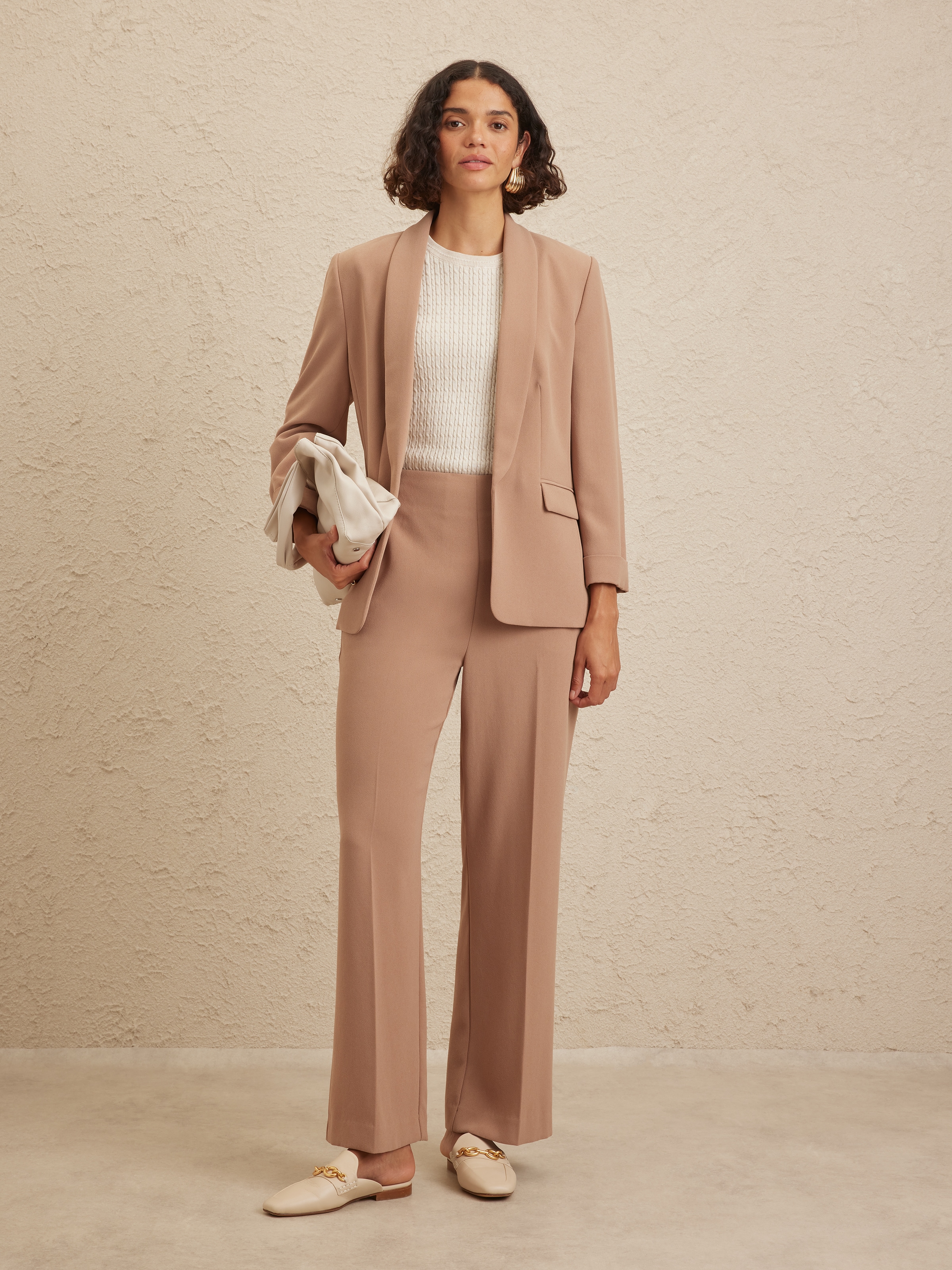 Crepe Tuxedo 3/4 Sleeve Blazer