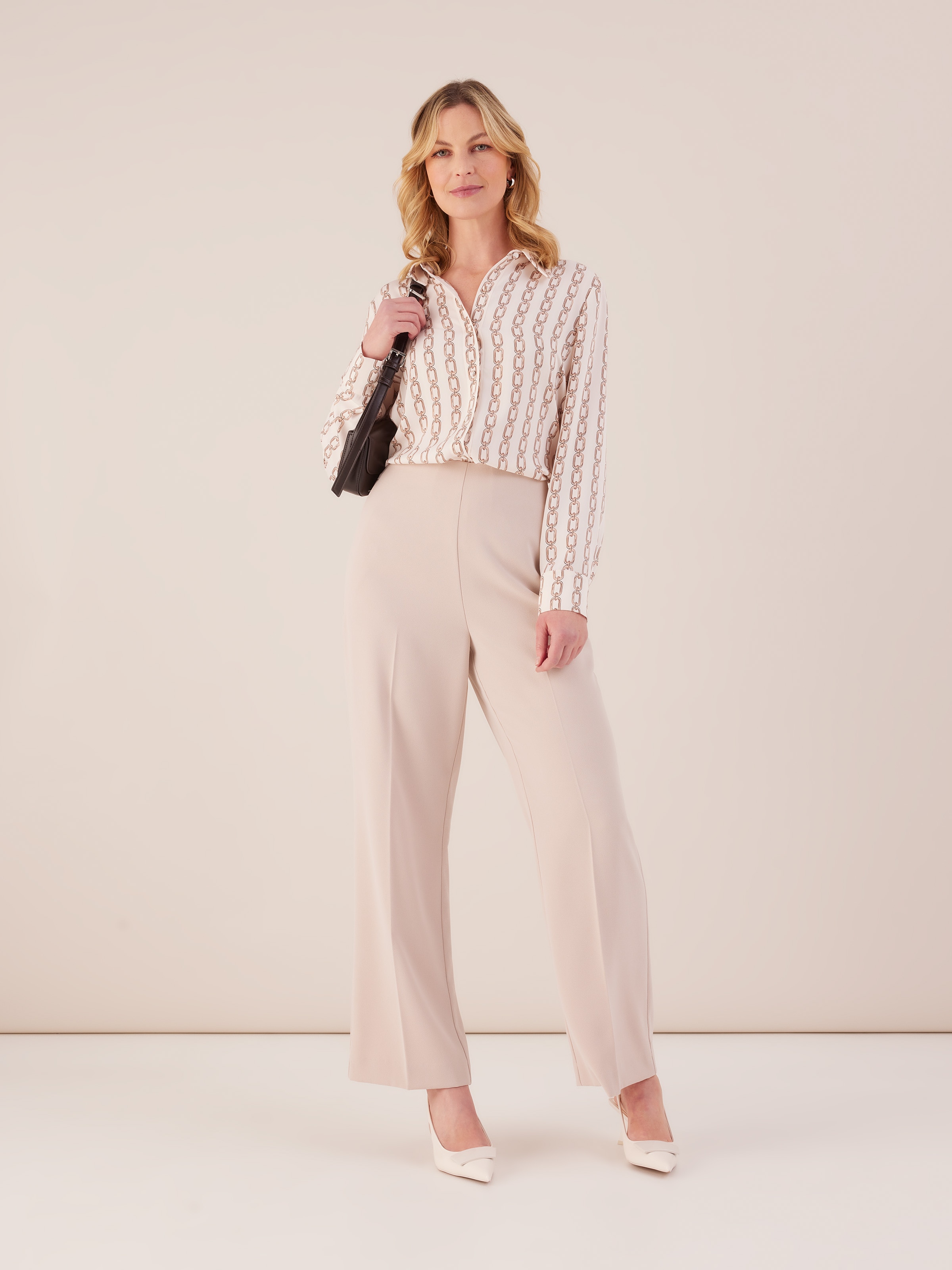 High Rise Crepe Wide Leg Pant