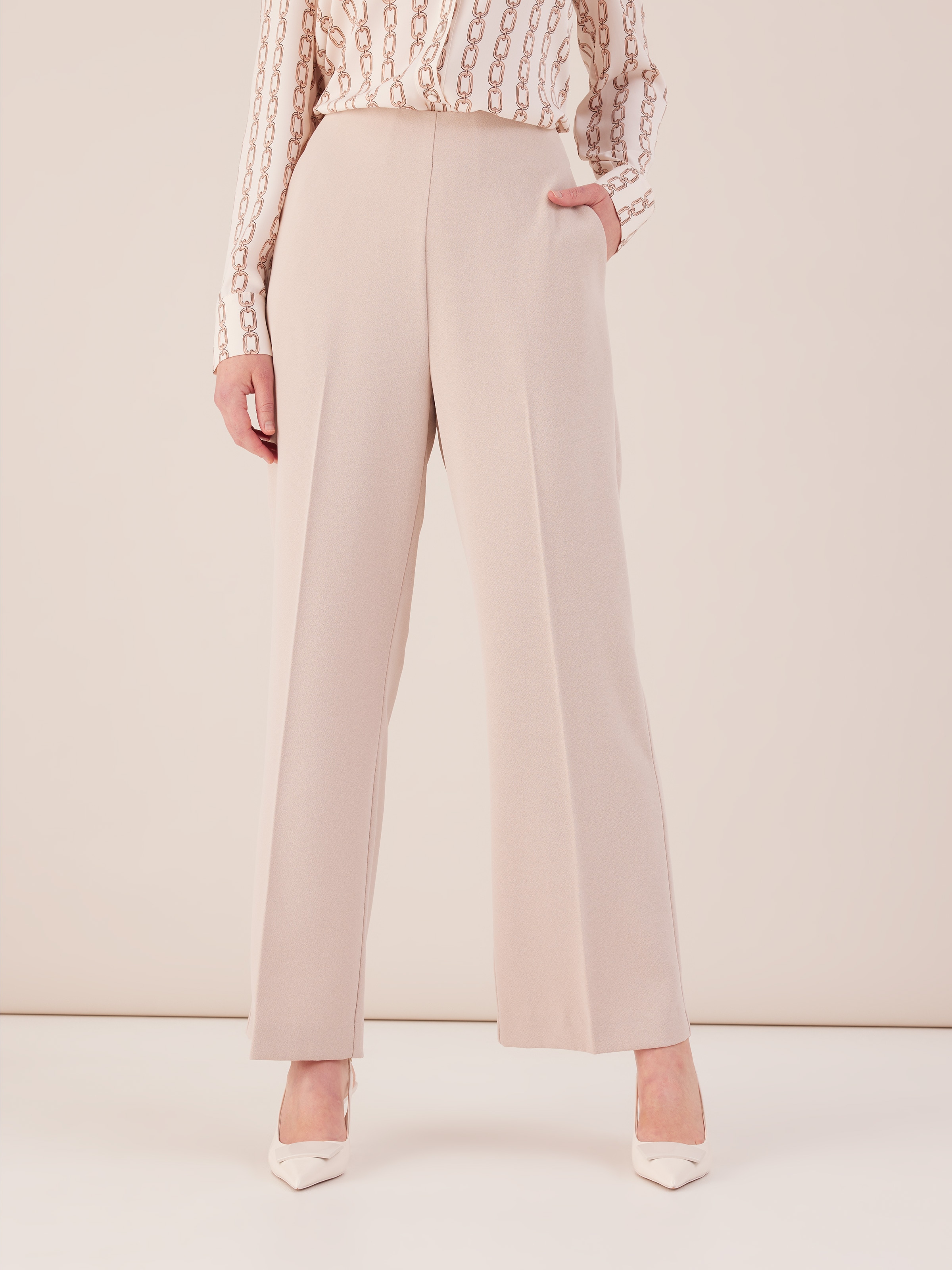 High Rise Crepe Wide Leg Pant