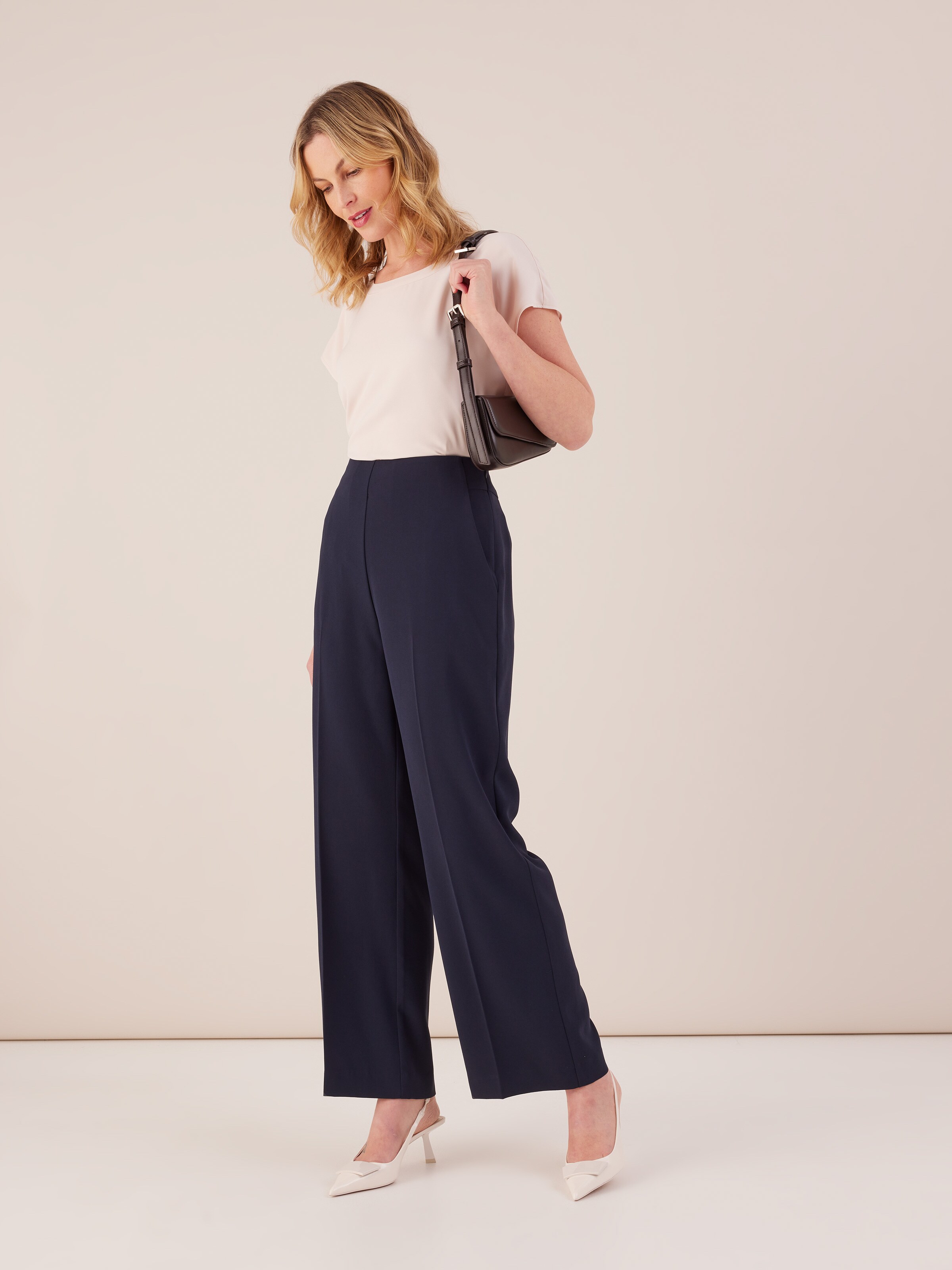 High Rise Crepe Wide Leg Pant