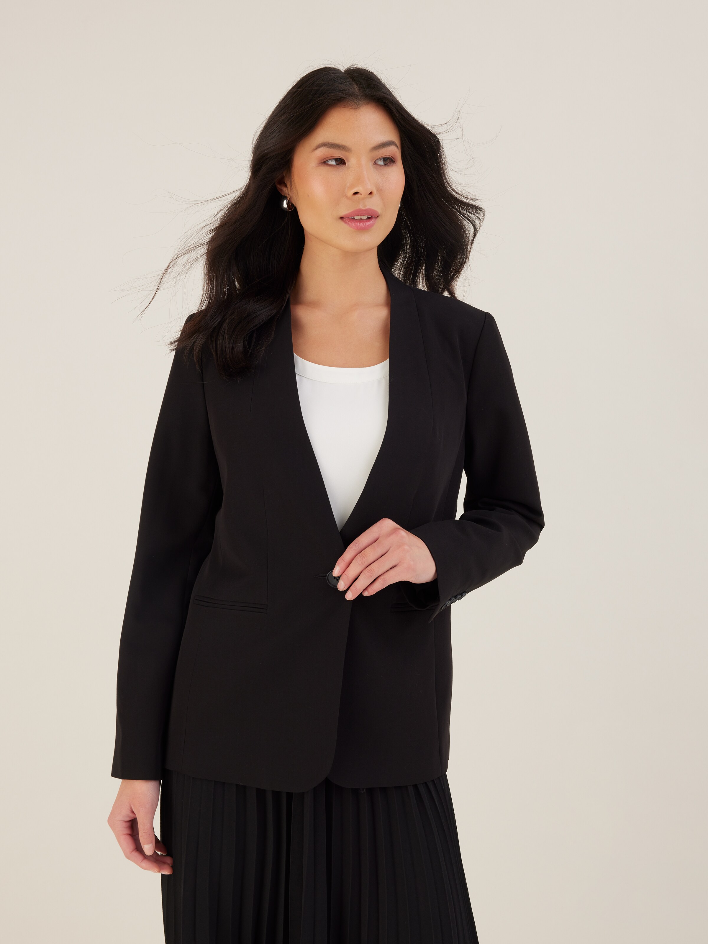 Collarless Suit Jacket