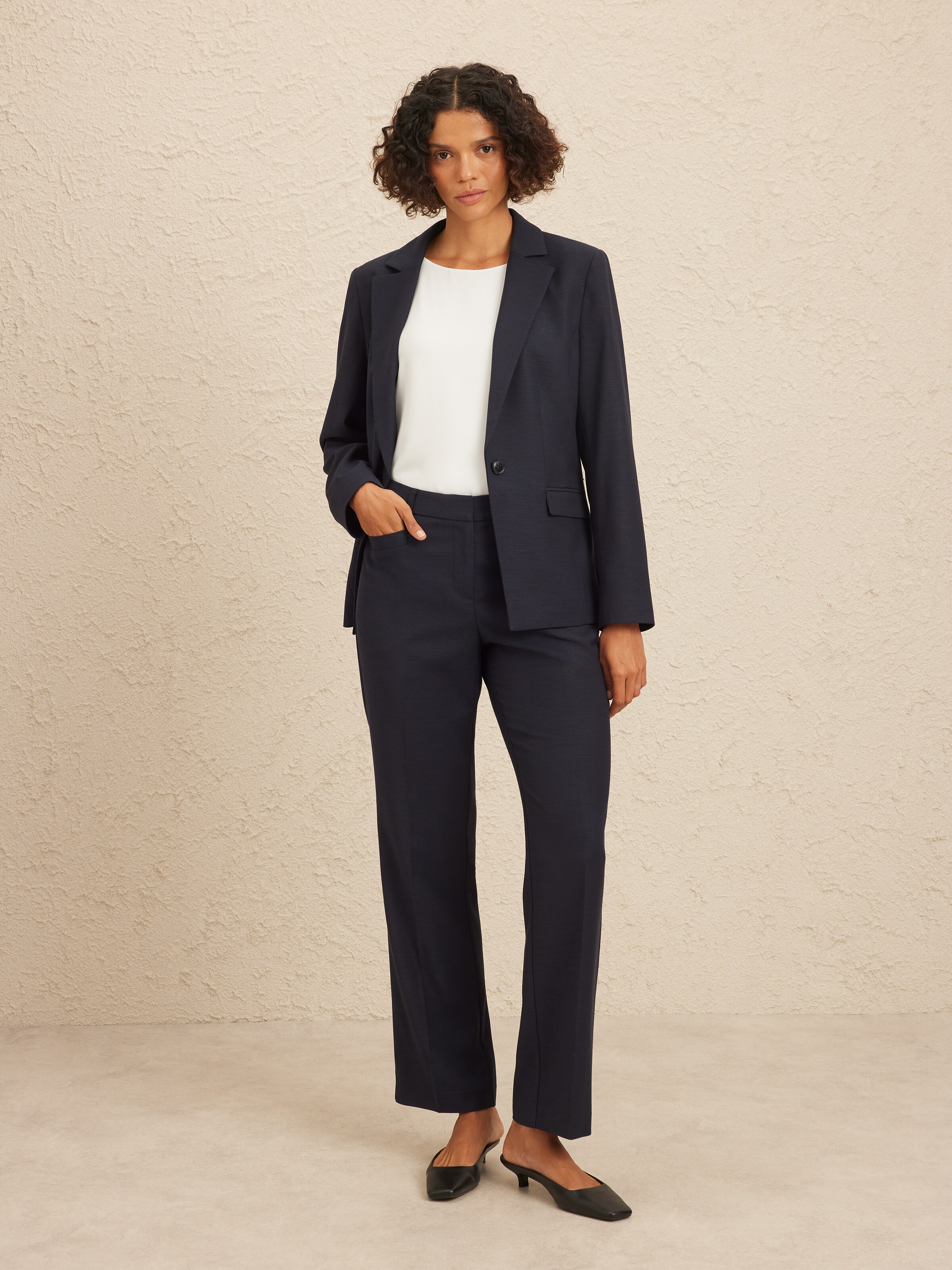 Navy Texture Classic Suit Jacket