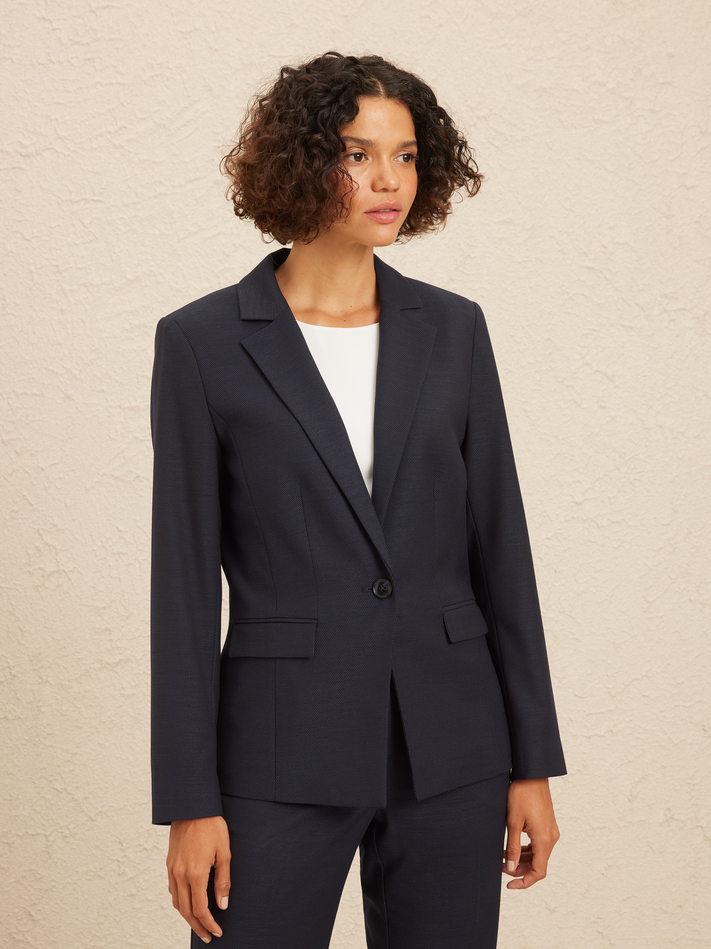 Navy Texture Classic Suit Jacket