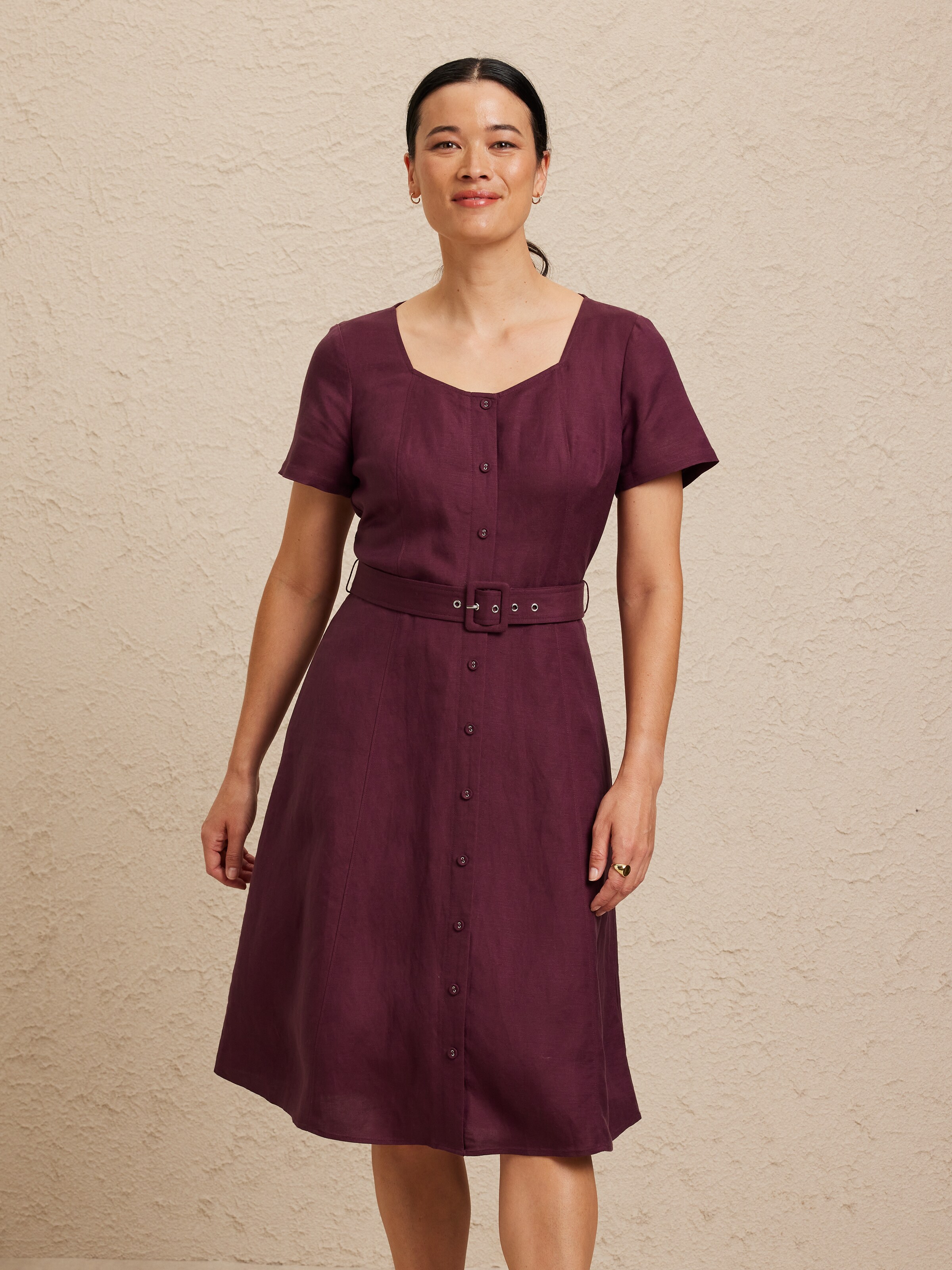 Liv Button Midi Linen Dress