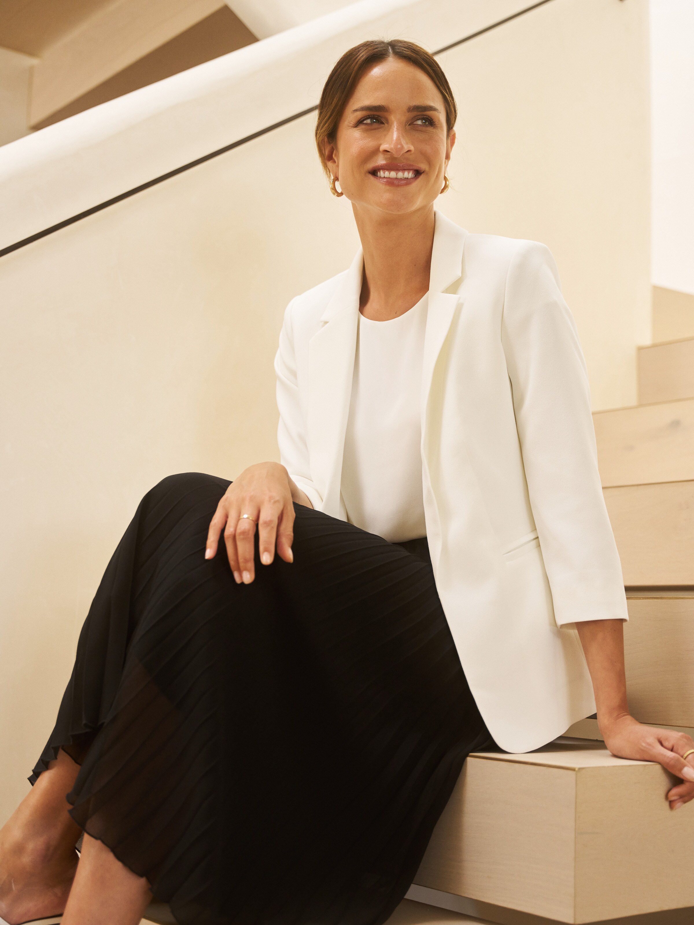 Button Detail Crepe Blazer