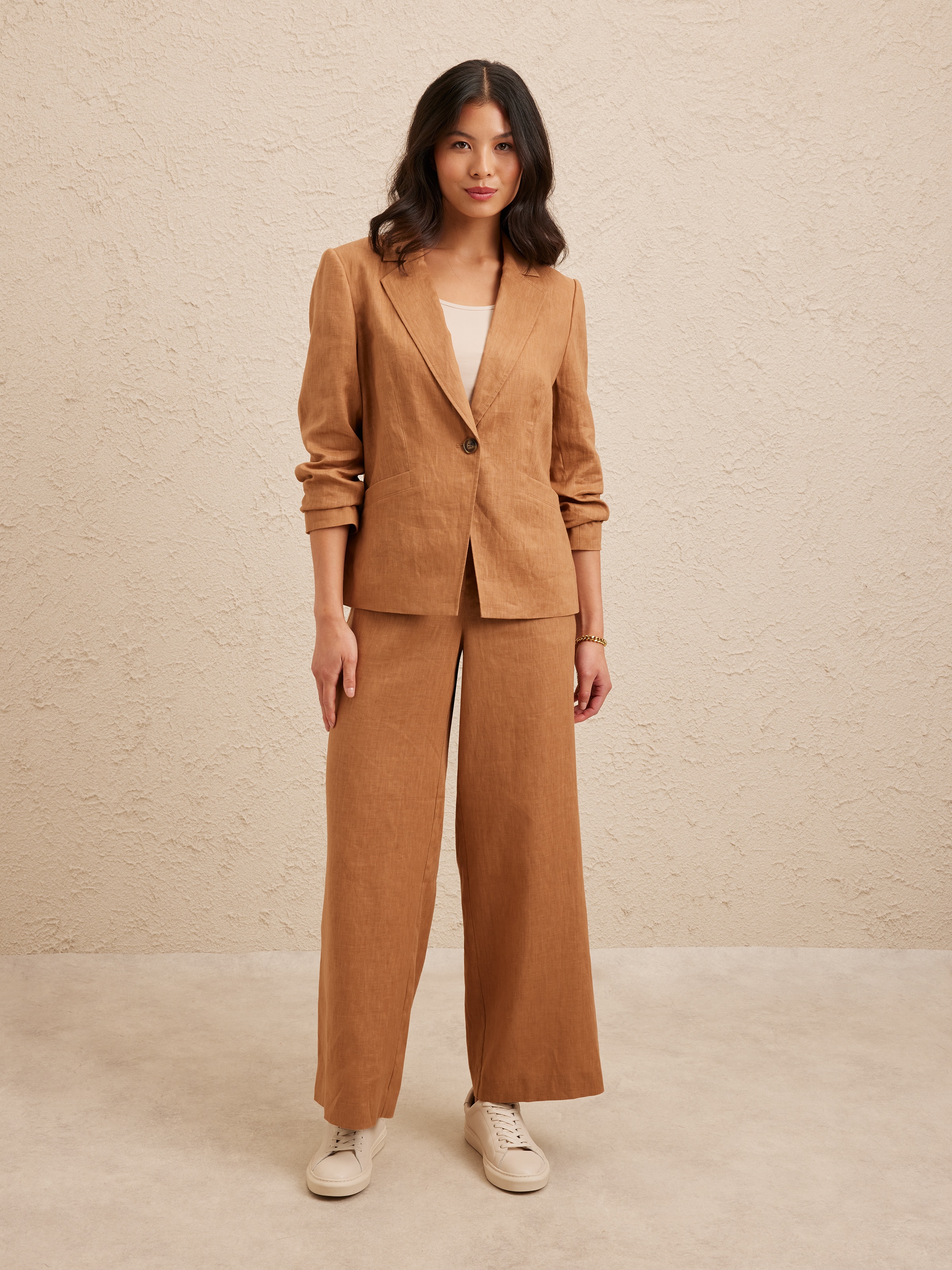 One Button Linen Blazer