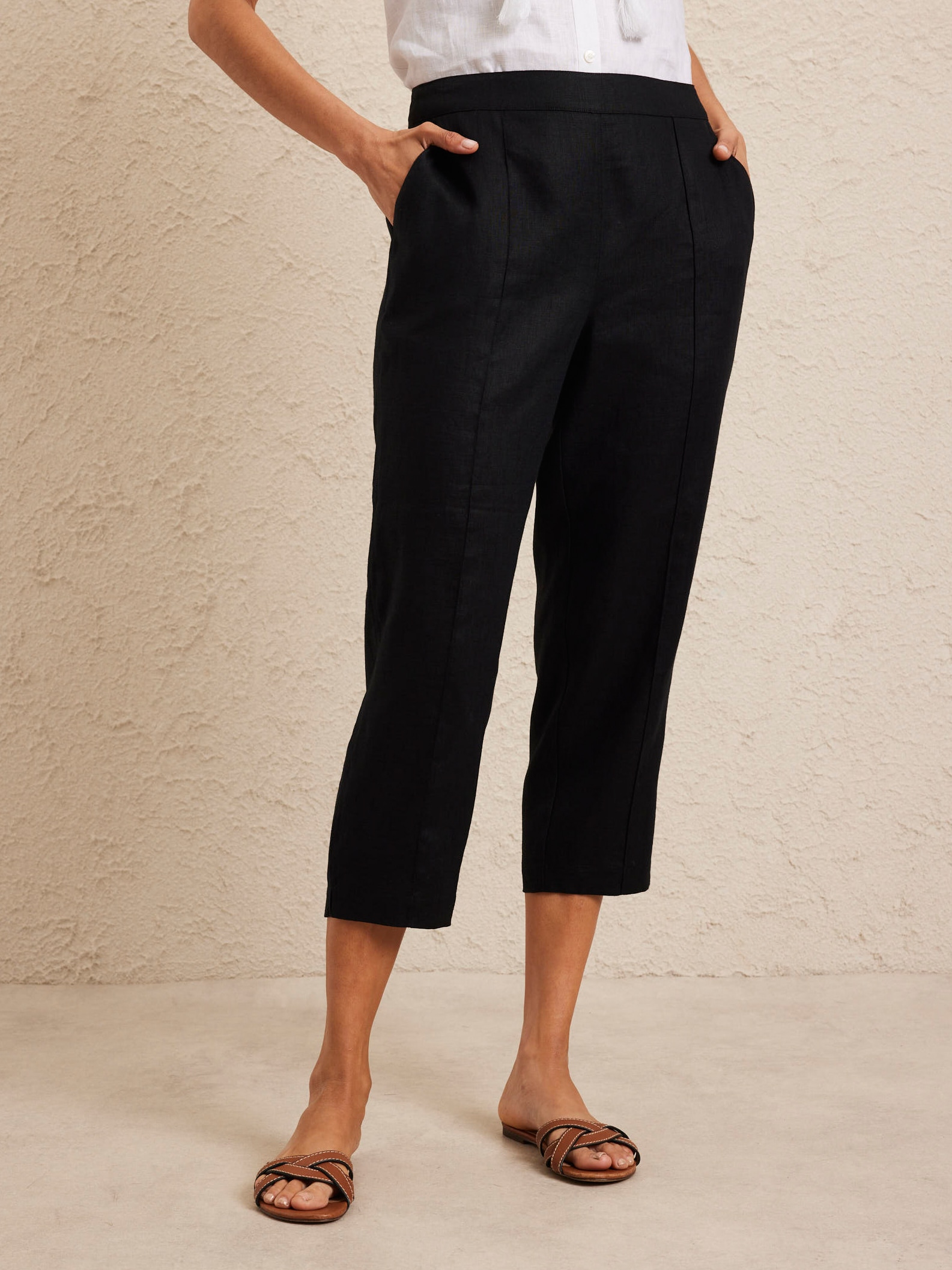 Linen Pull On Crop Pant