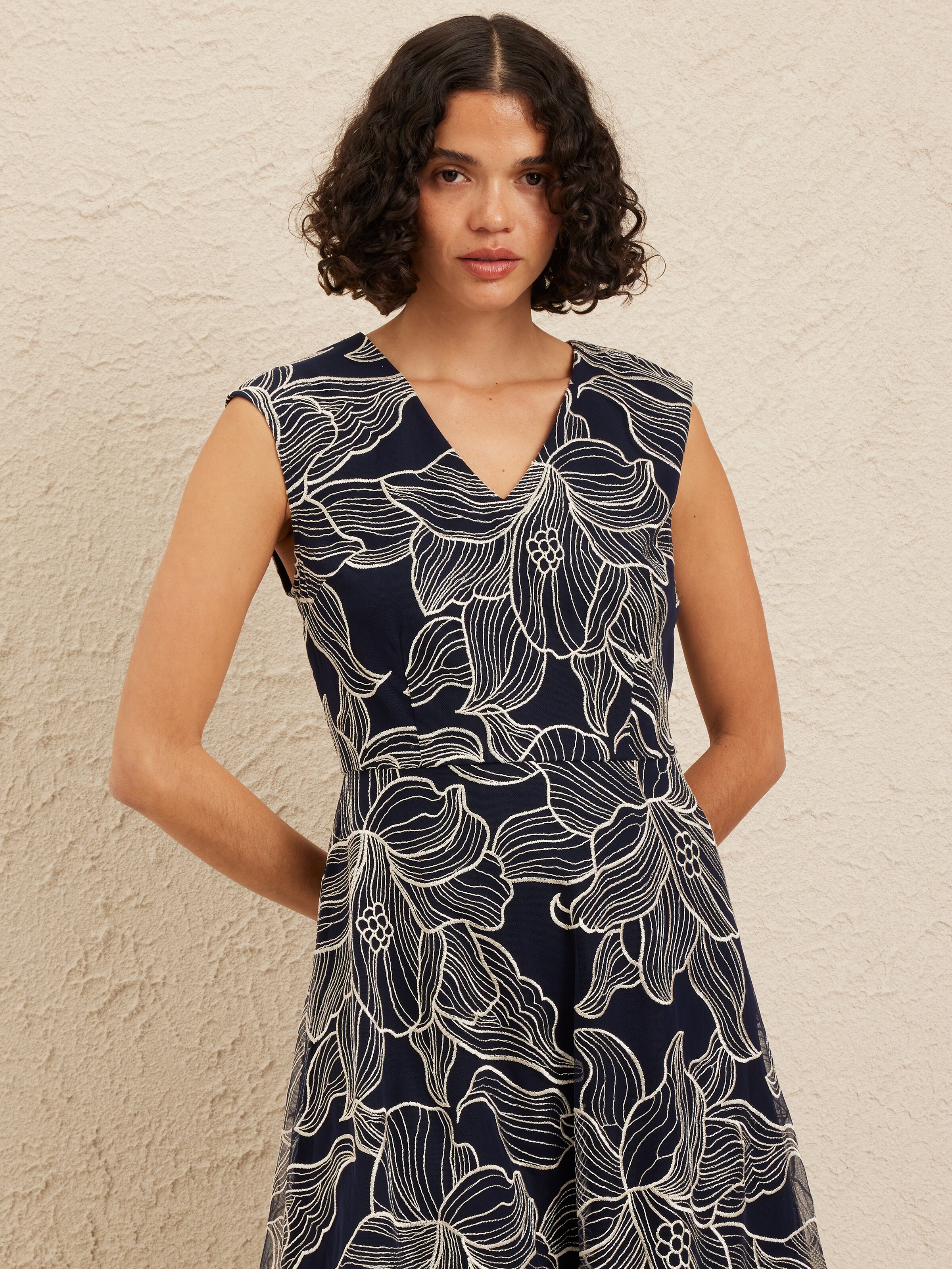 Eva Embroidered Fit & Flare Dress