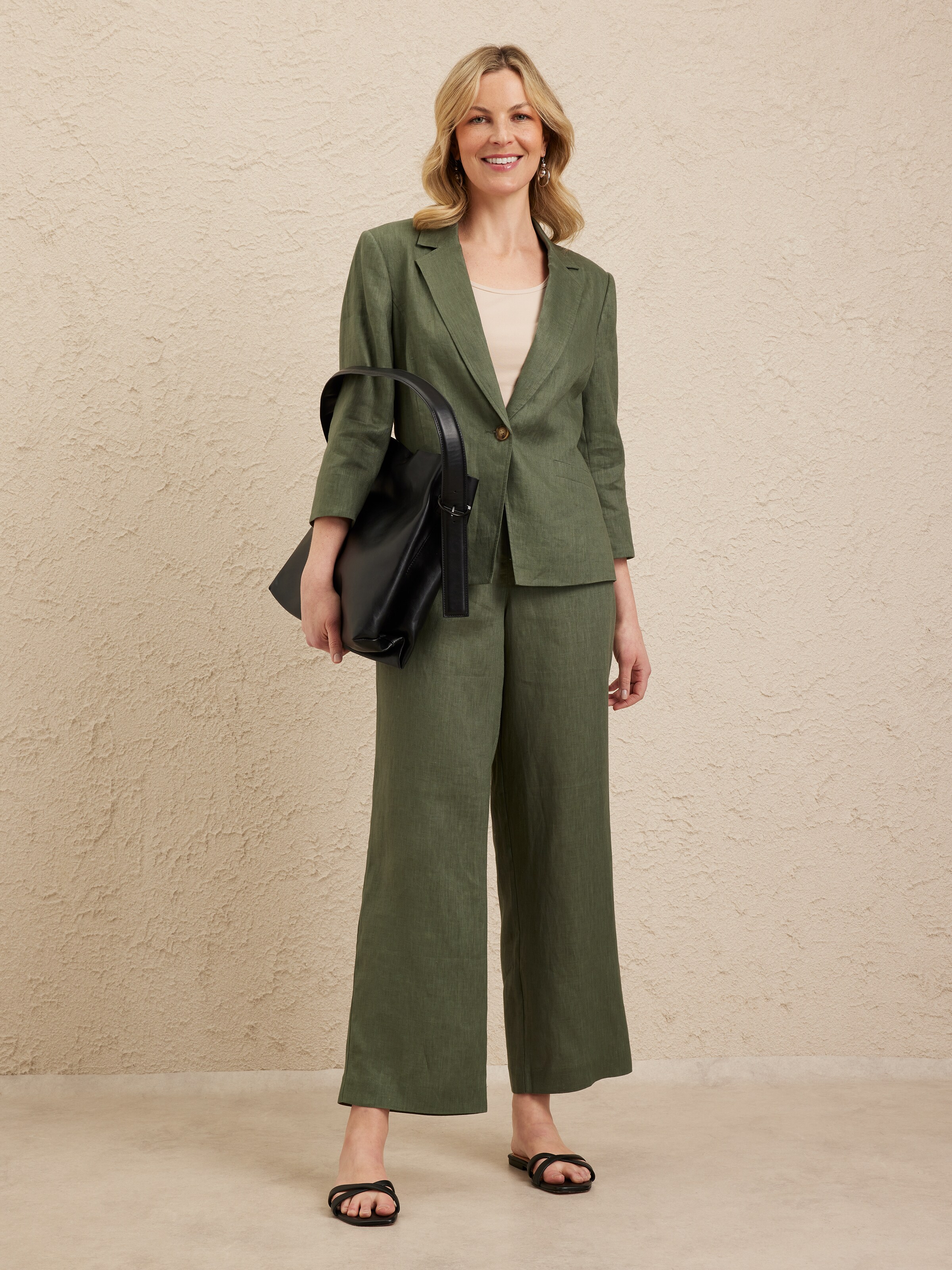 3/4 Sleeve Linen Blazer