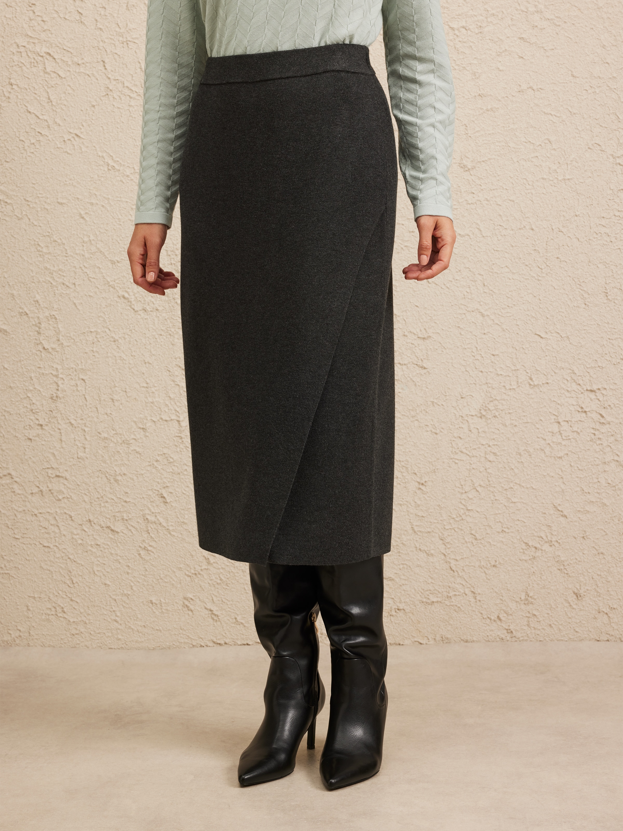 Wrap Front Milano Pencil Skirt