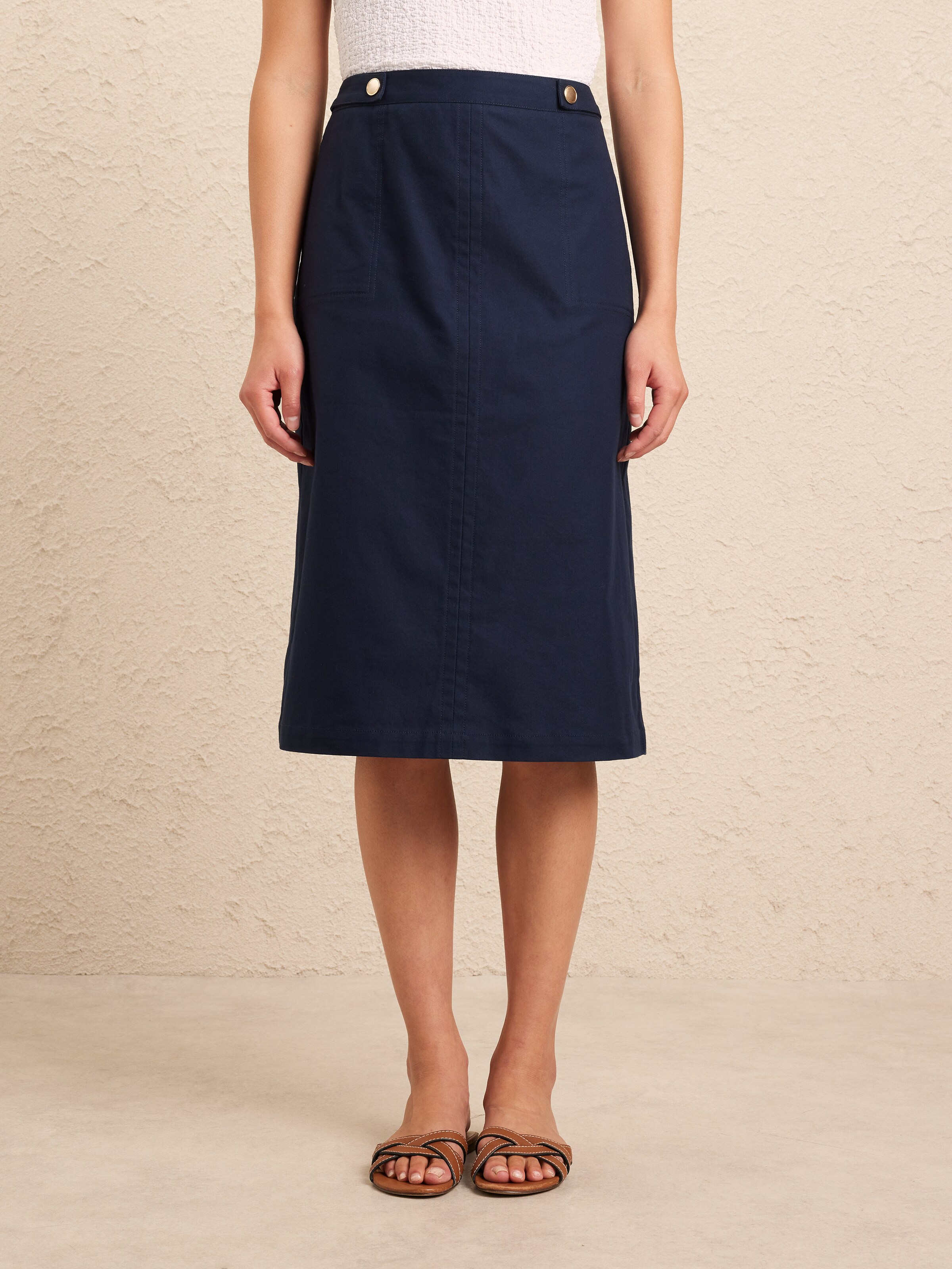 Tab Waist Midi Skirt