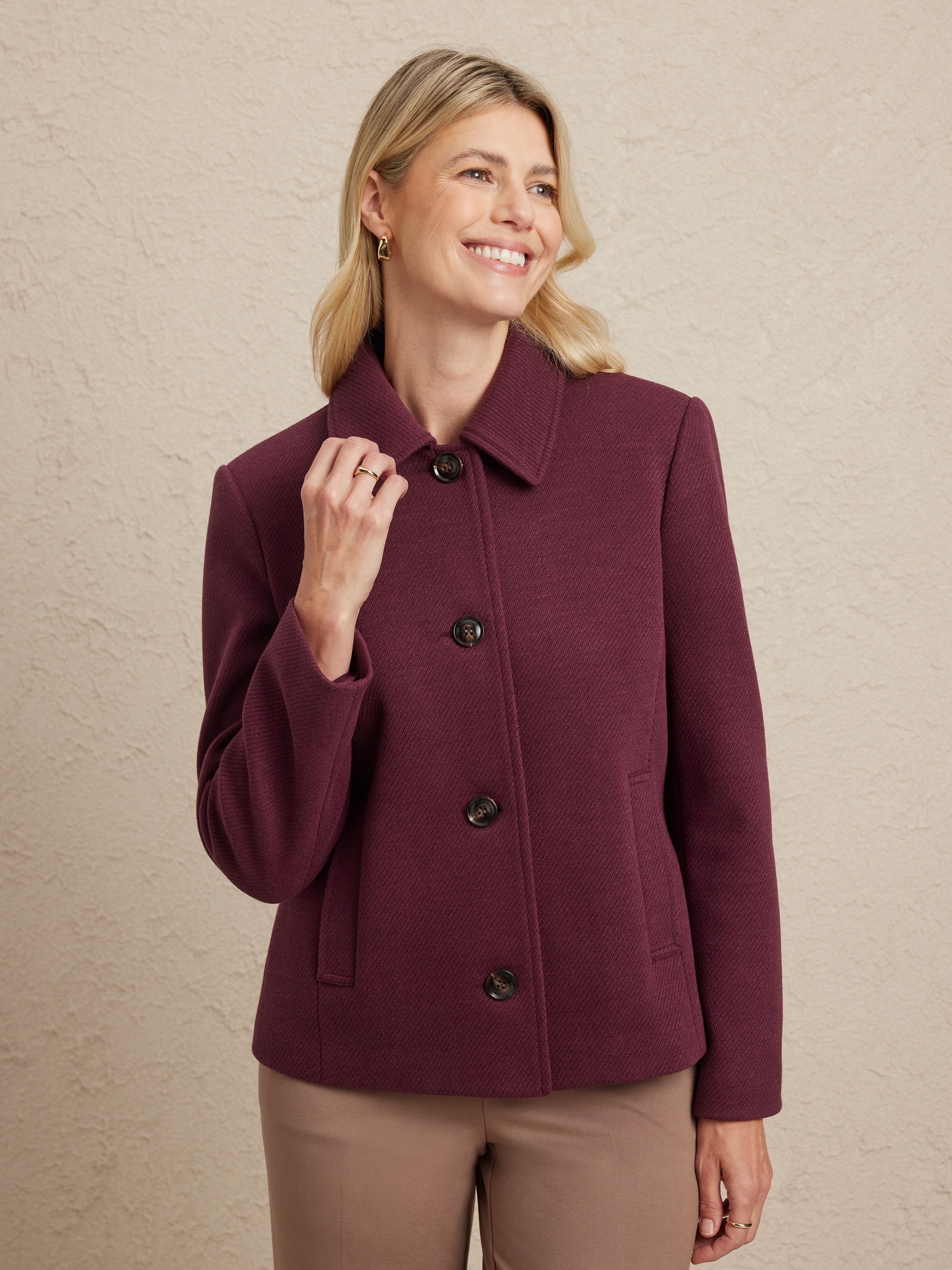 Penny Button Front Crop Coat