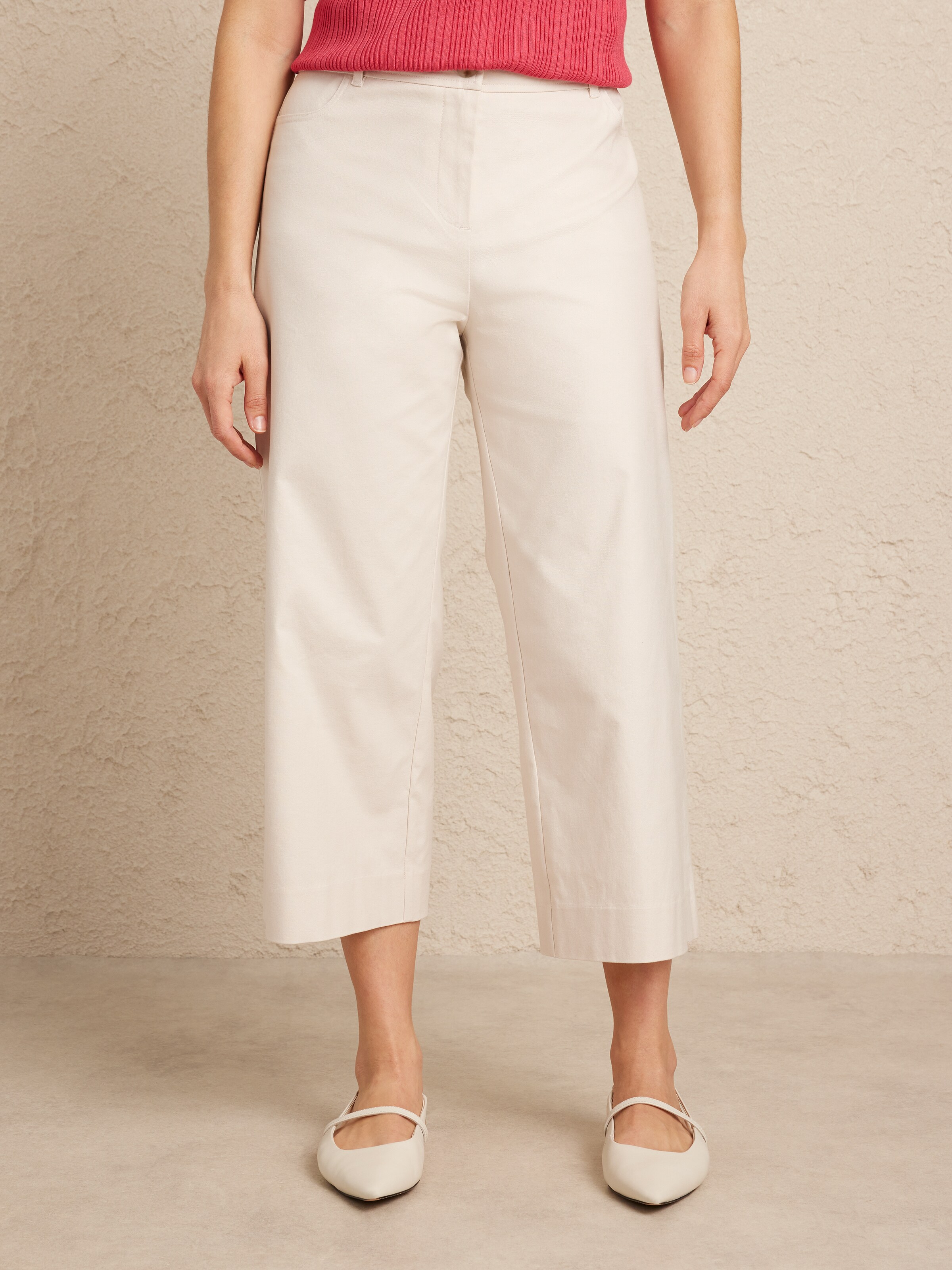 Oxford Wide Leg Crop Pant