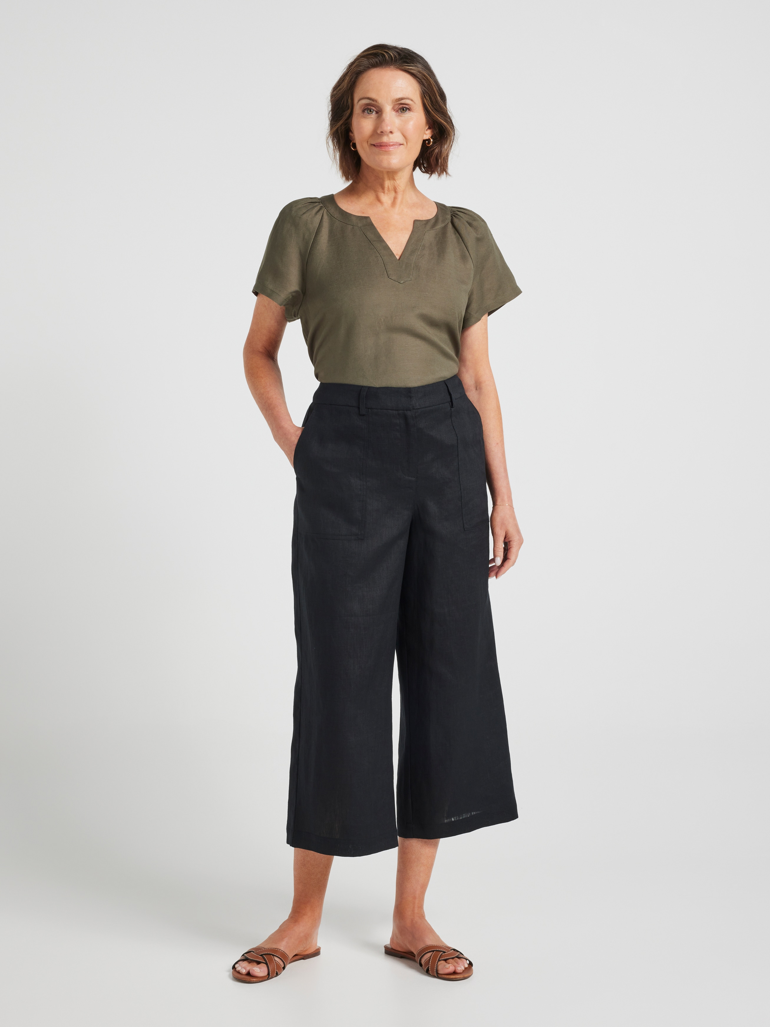 Alissa Patch Pocket Linen Culotte