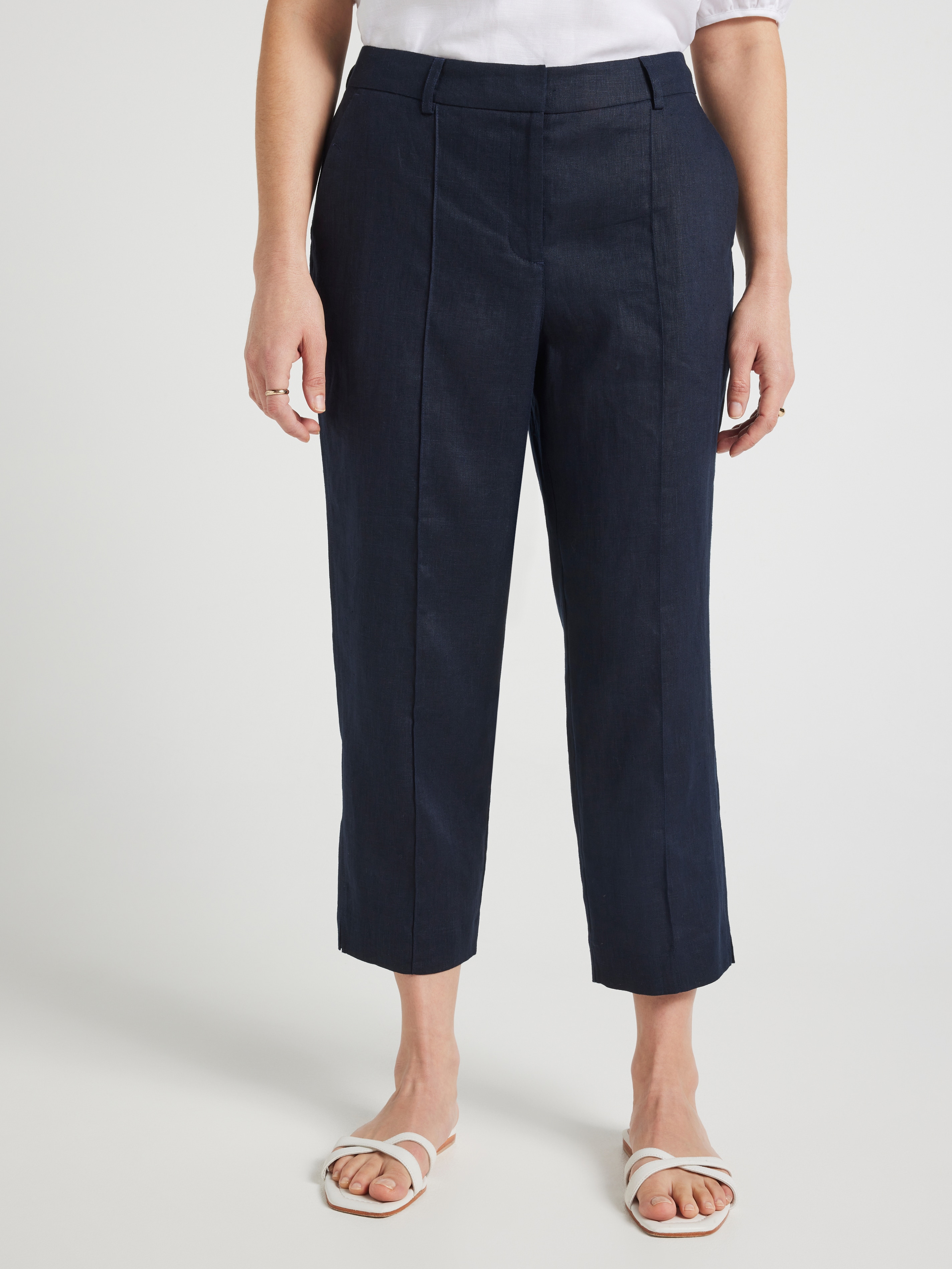 Athena Linen Pintuck Crop Pant