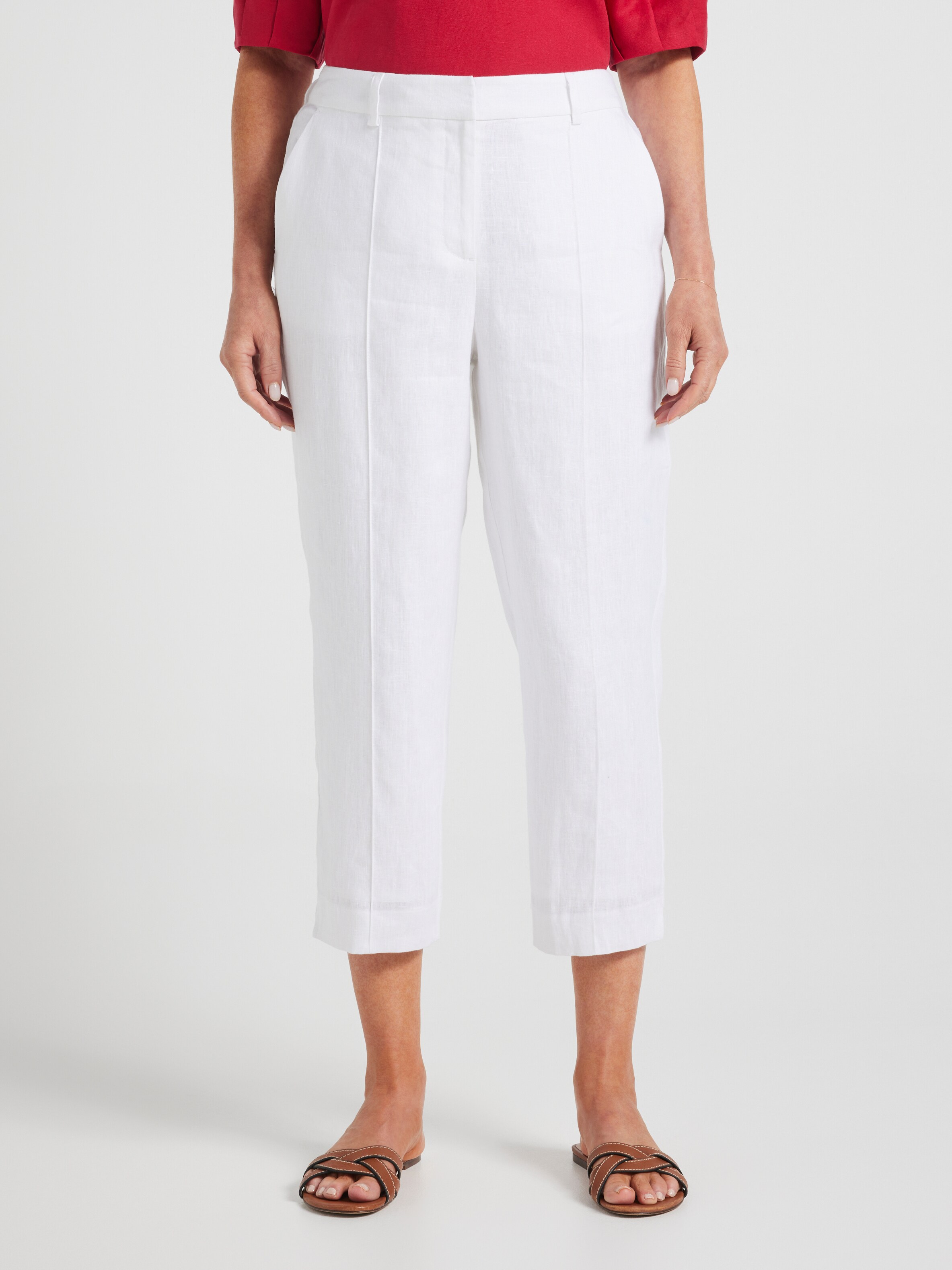 Athena Linen Pintuck Crop Pant