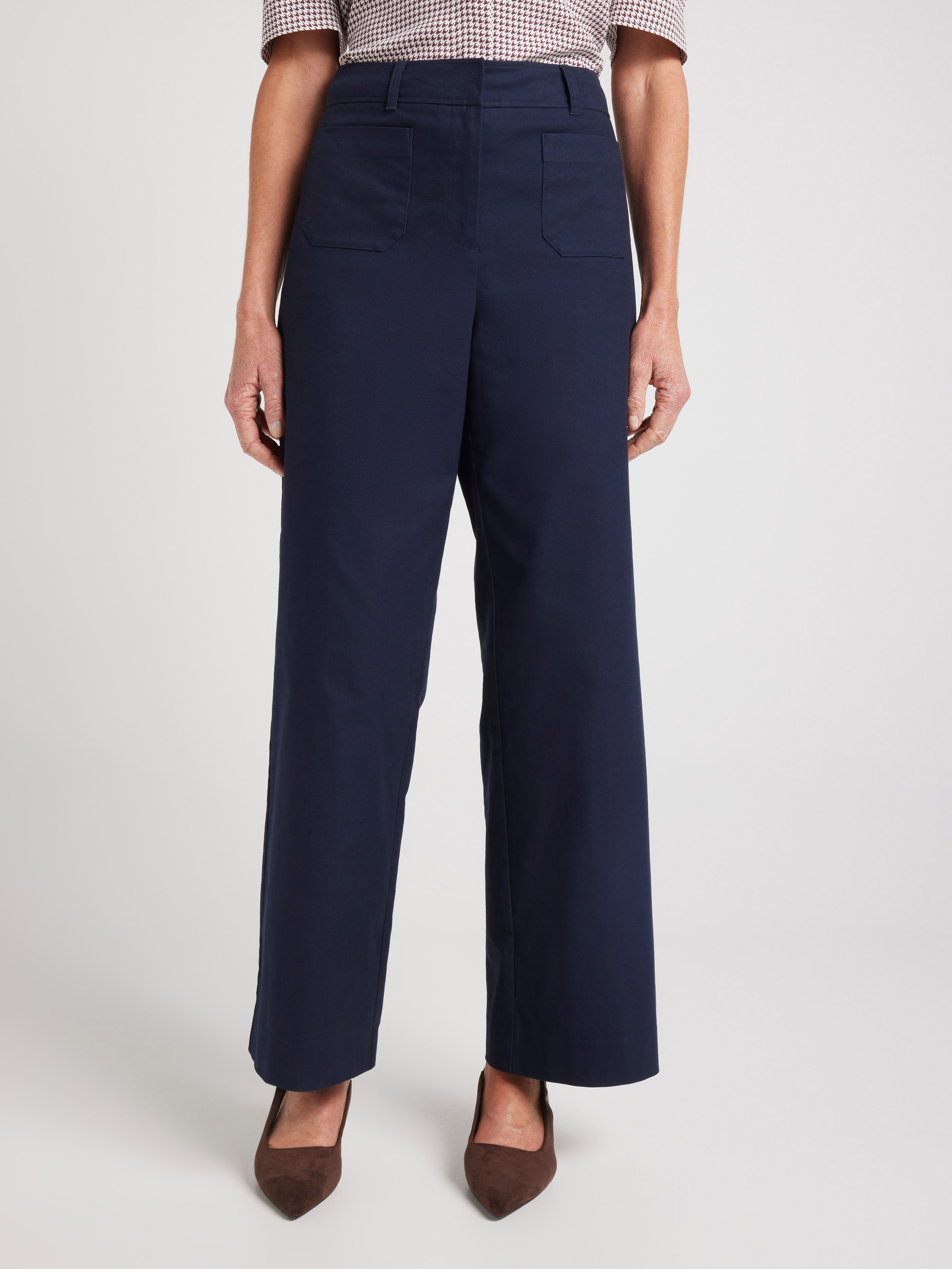 Willa Oxford Wide Leg Full Length Pant