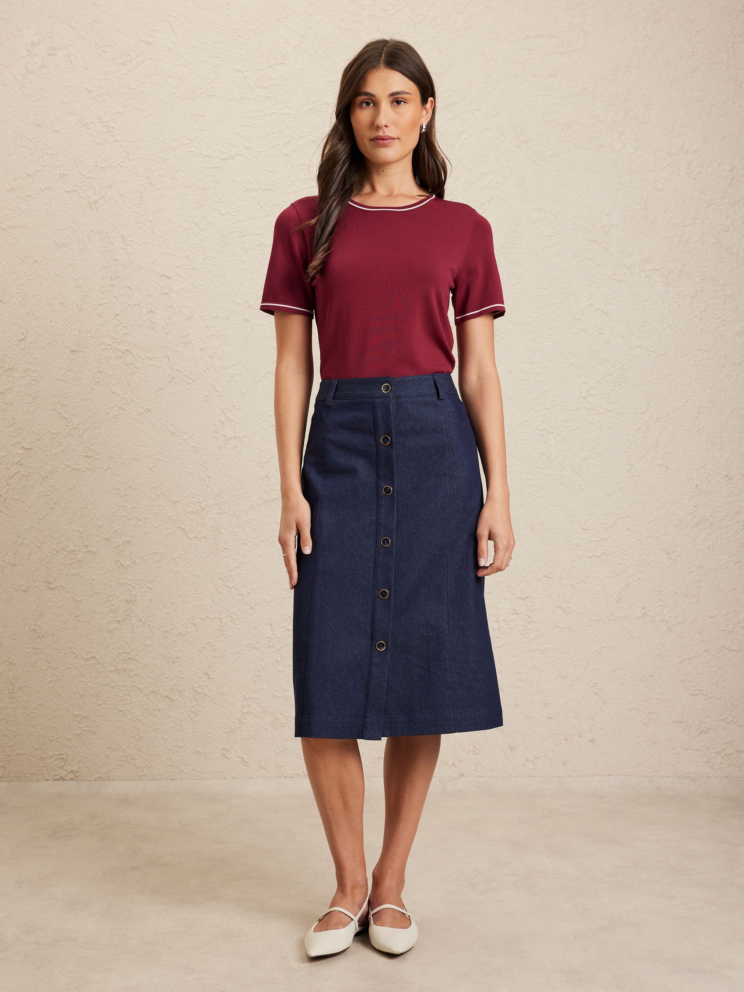 Gigi Denim Button Skirt