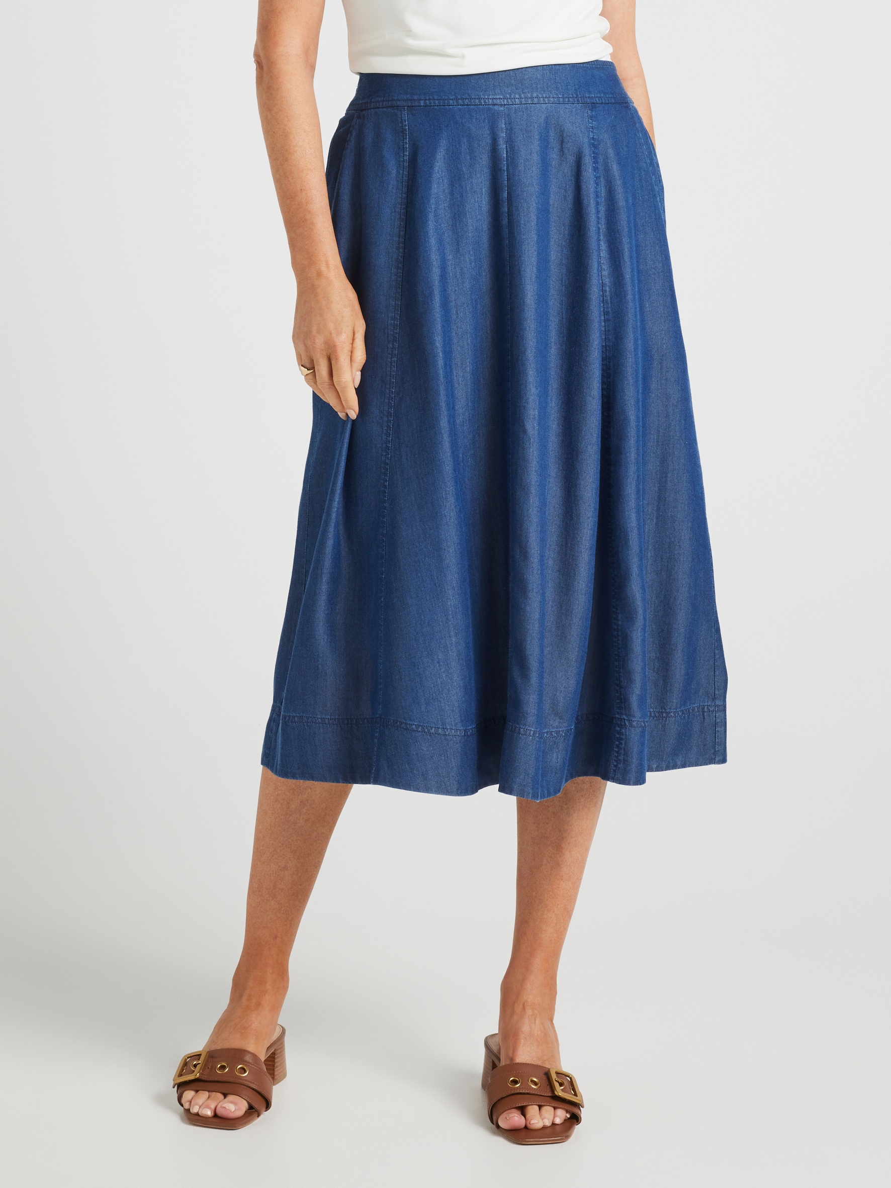 Gwen Chambray Fit And Flare Skirt