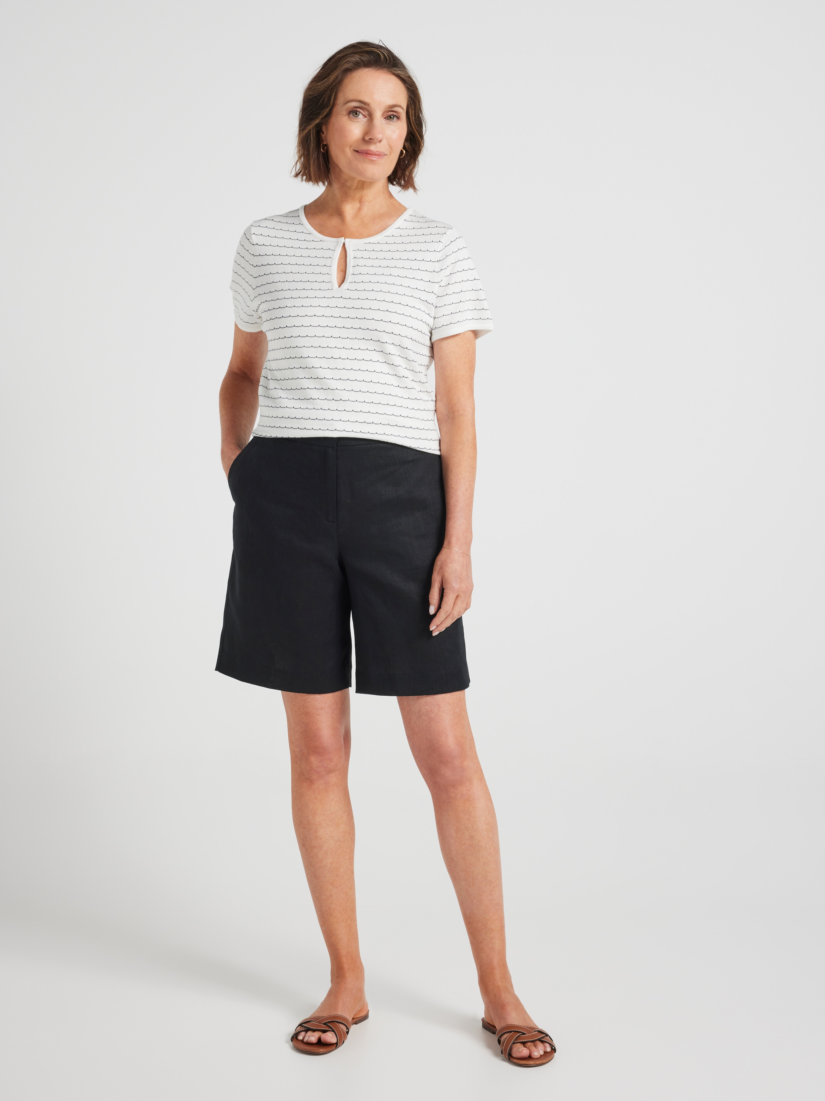 Thea Knee Length Linen Short