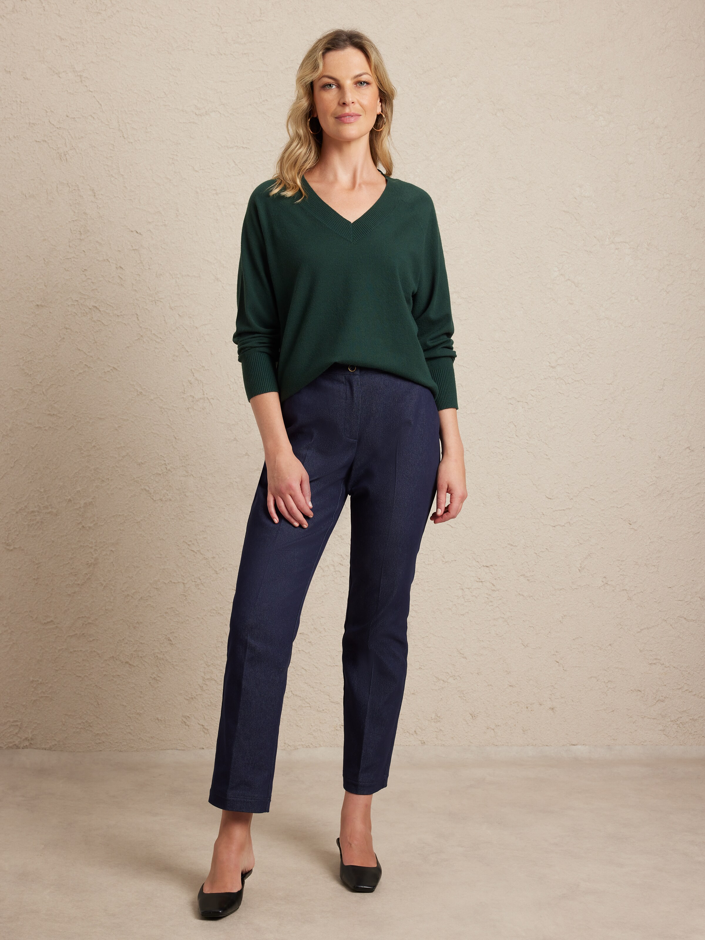 Long Sleeves Riley V Rib Neck Jumper