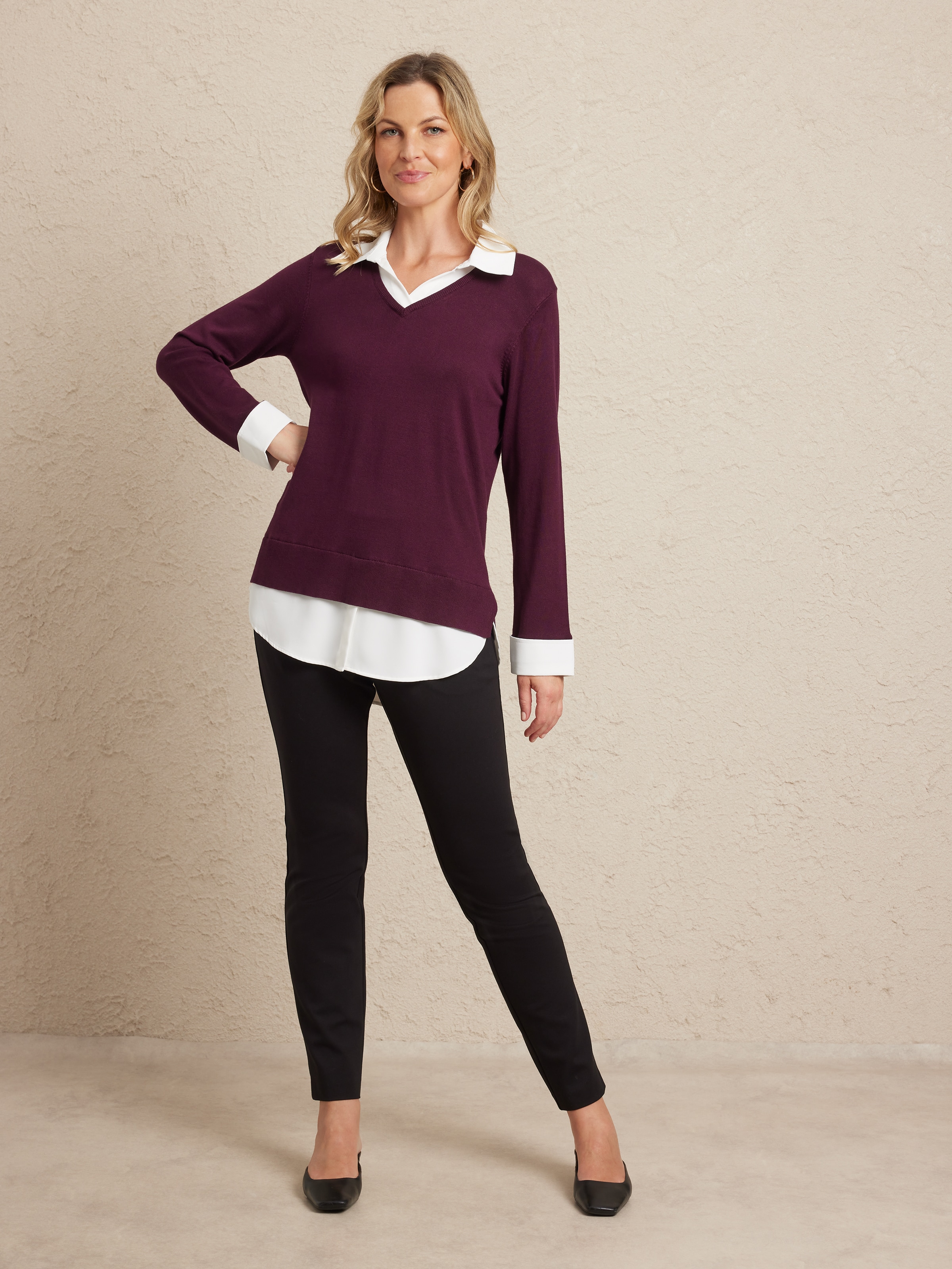 Long Sleeves Steph Shirt Collar Jumper