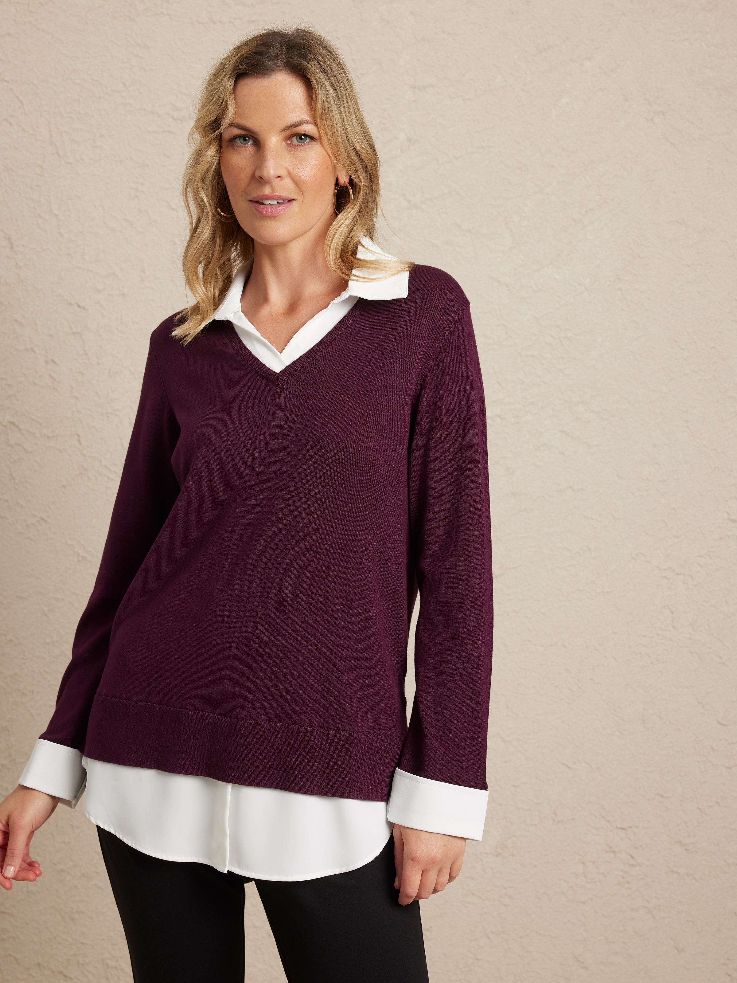 Long Sleeves Steph Shirt Collar Jumper